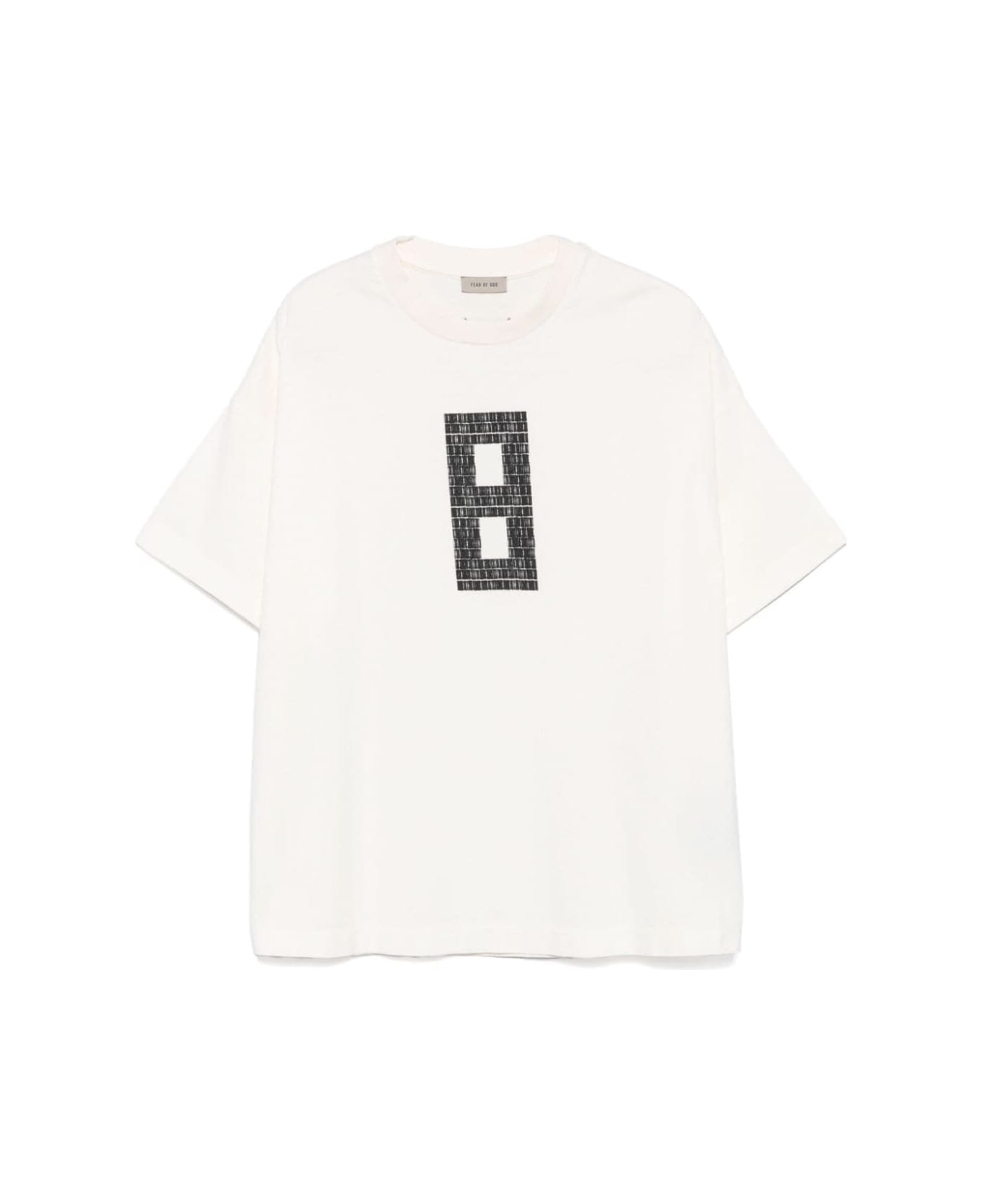 Fear of God Short Sleeve Tee 8 Black Print - Cream