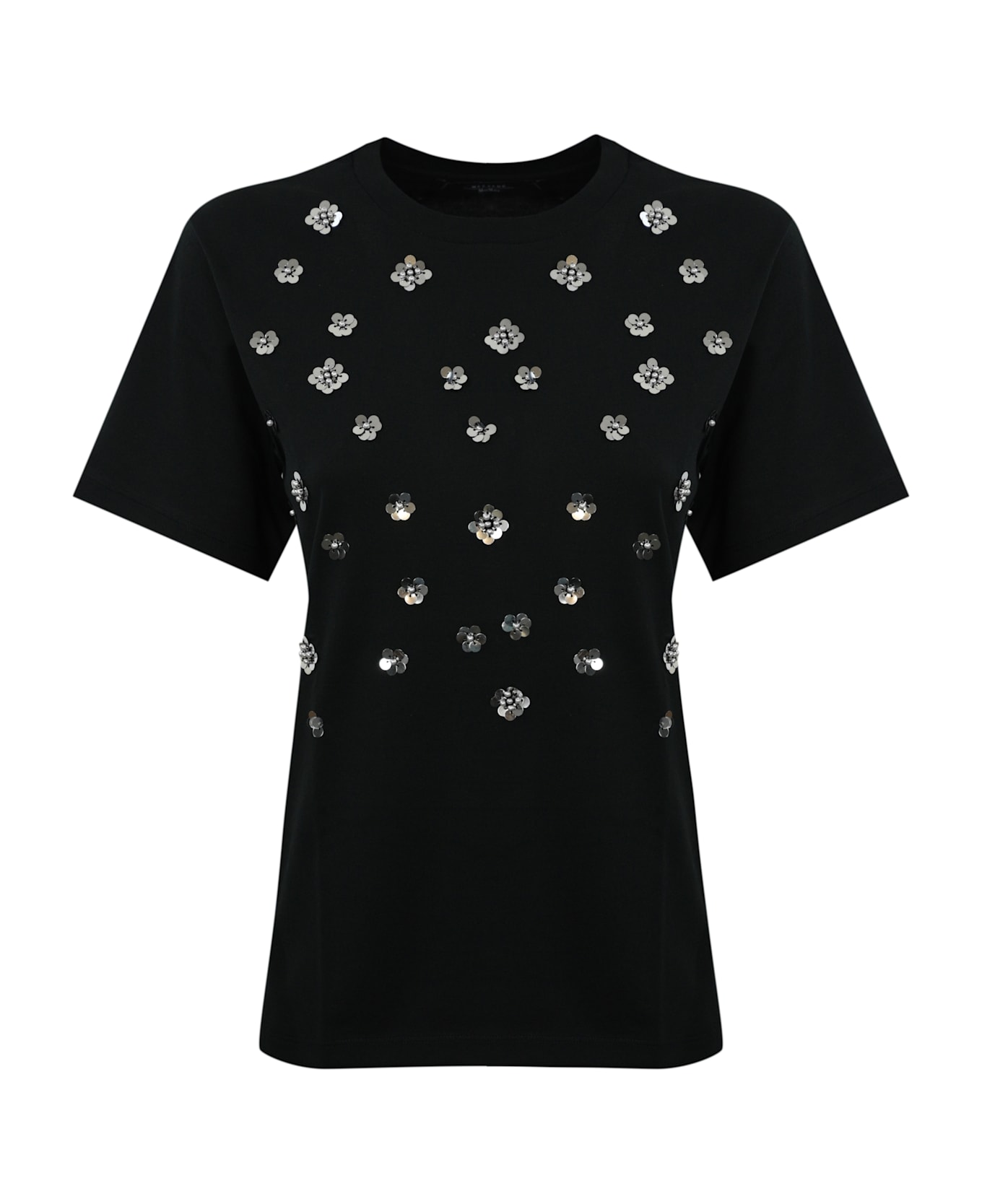 Weekend Max Mara Cabina Sequined T-shirt In Jersey - Nero+ricamo