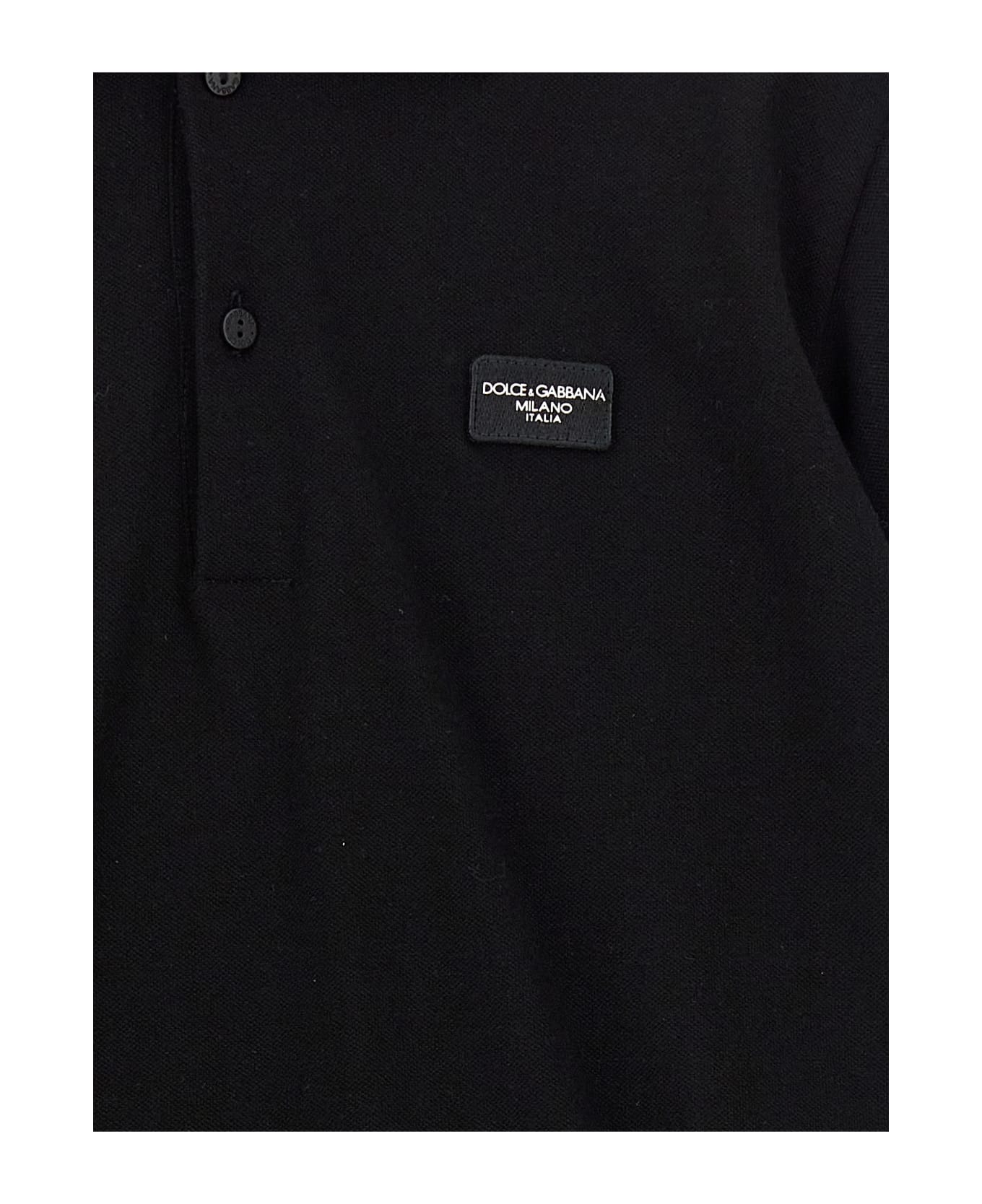 Dolce & Gabbana Logo Schwarz Polo Shirt - Black  