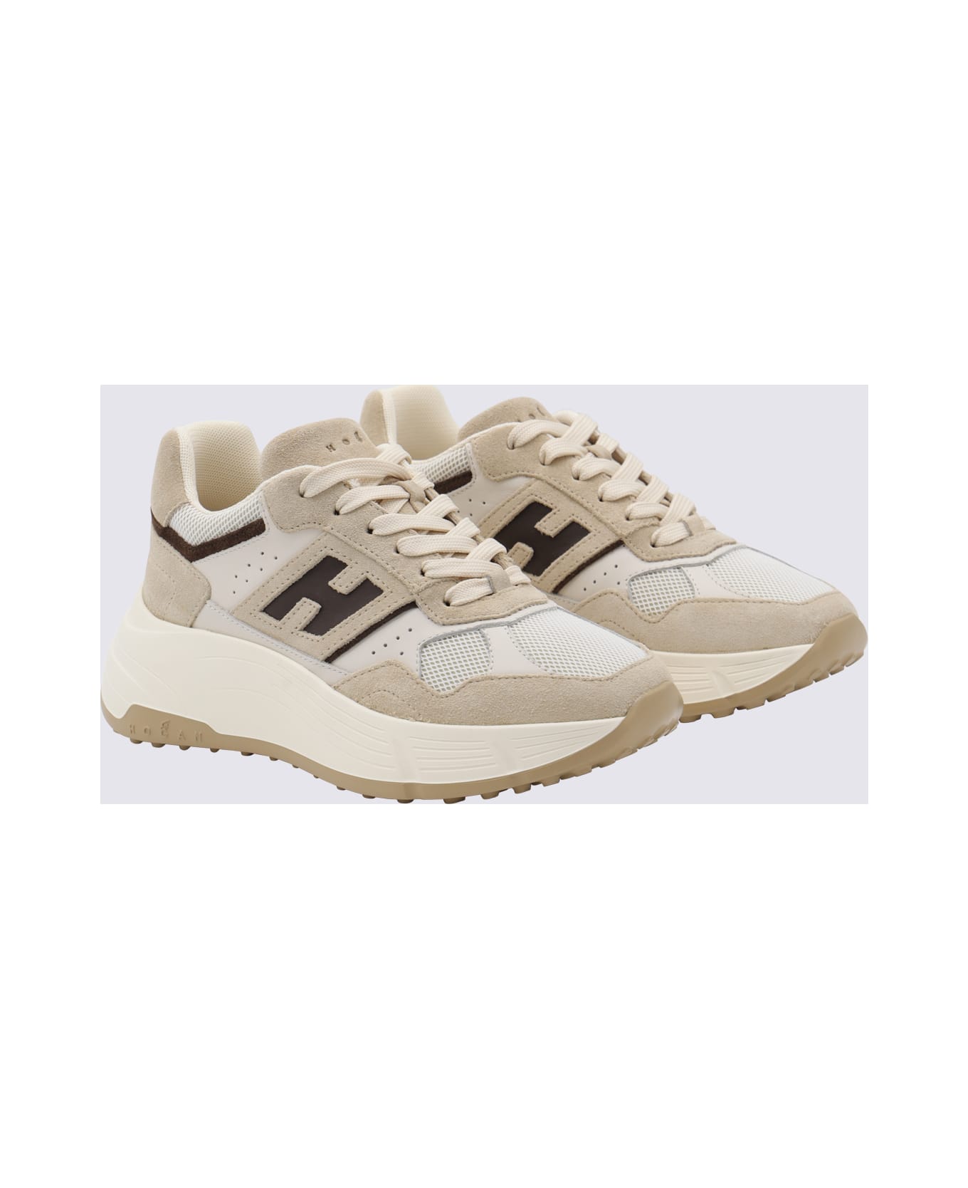 Hogan Beige Leather Sneakers - Beige