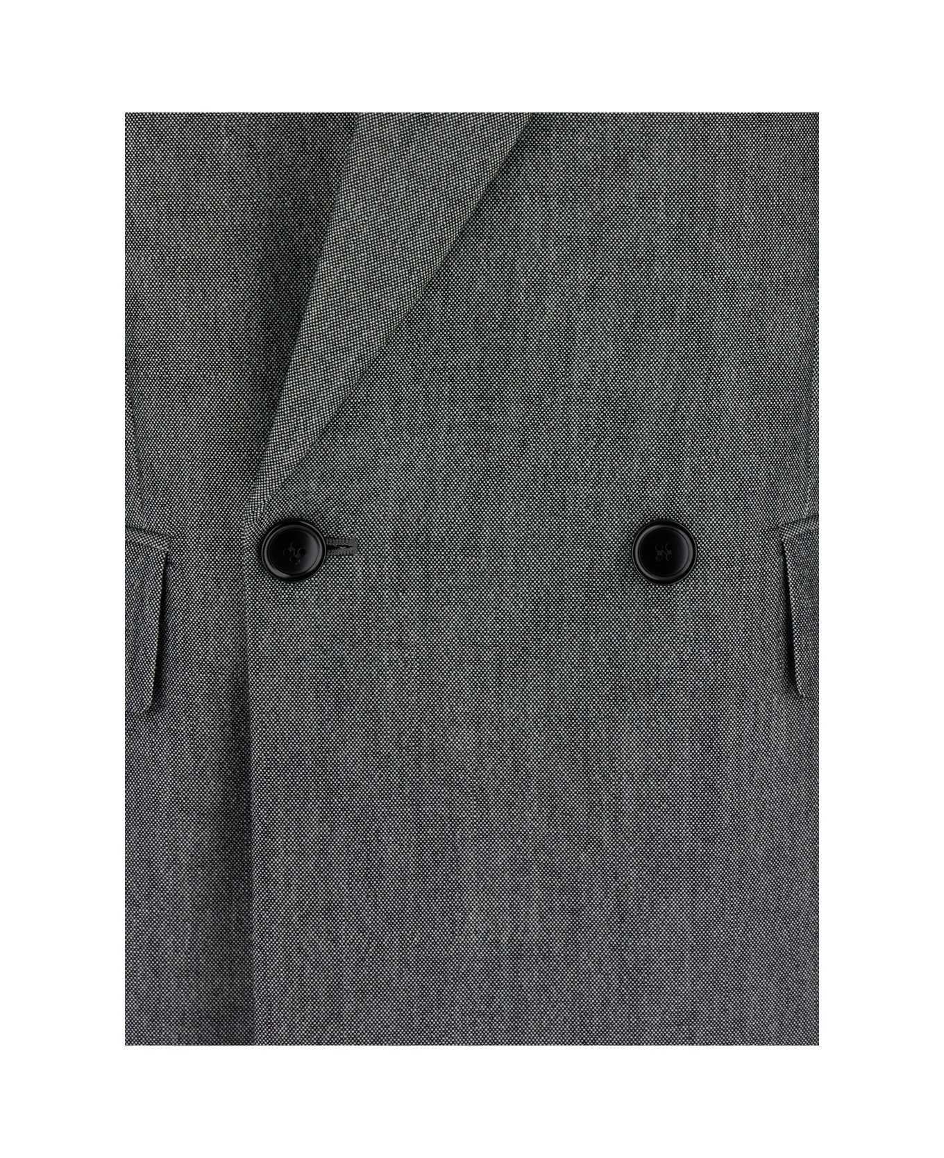 Phoebe Philo Grey Double-breasted Jacket With Peak Revers In Wool Woman - Grey