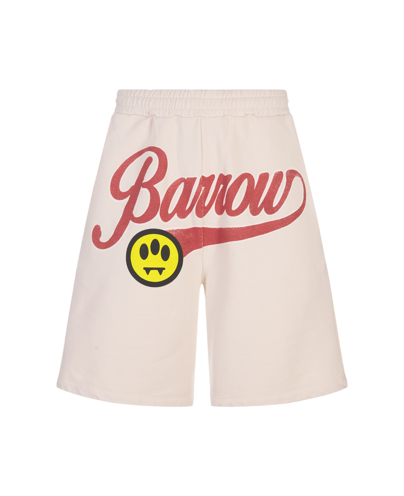 Barrow Taupe Bermuda Shorts With Lettering Prints. - Brown