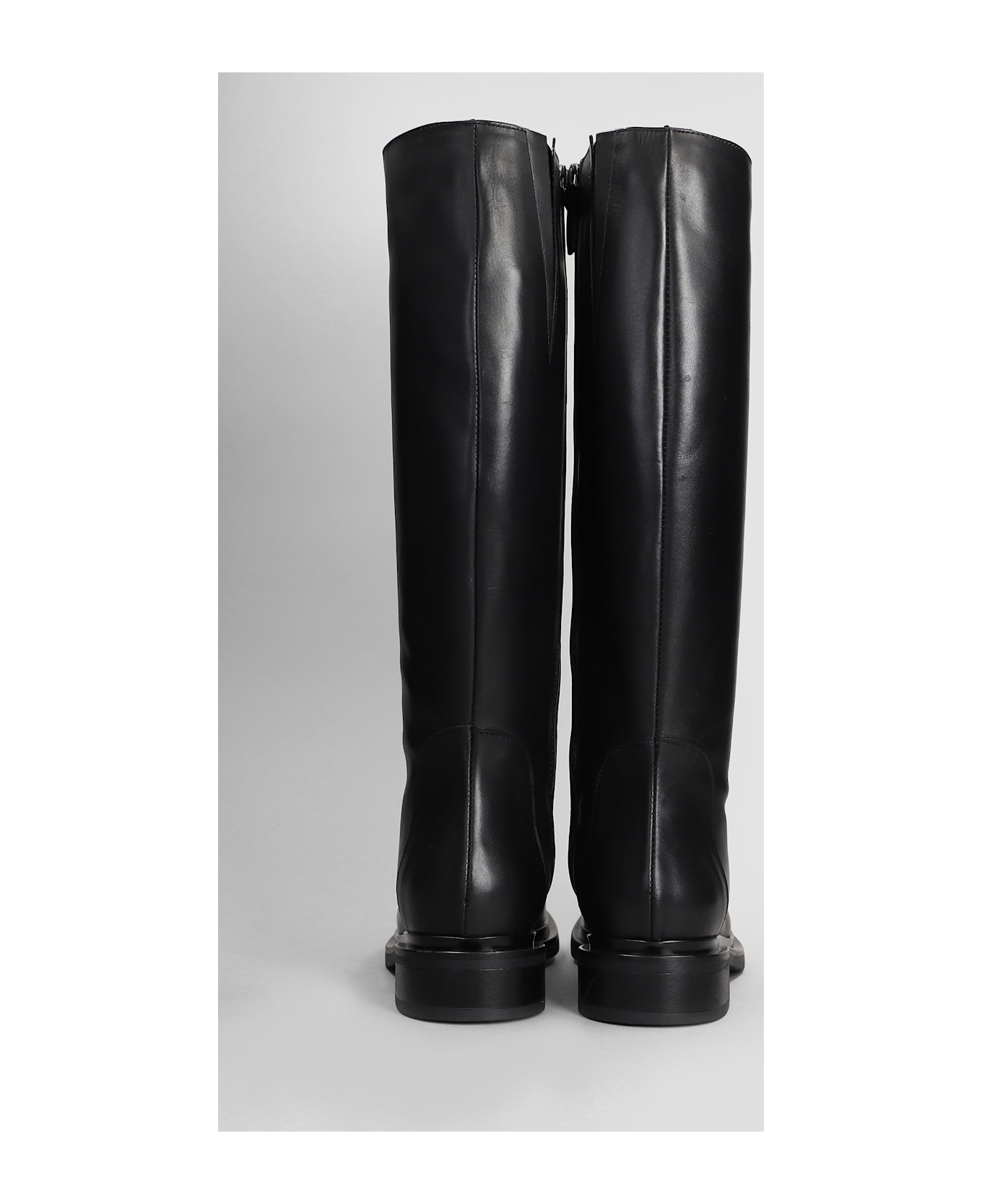 Julie Dee Low Heels Boots In Black Leather - black
