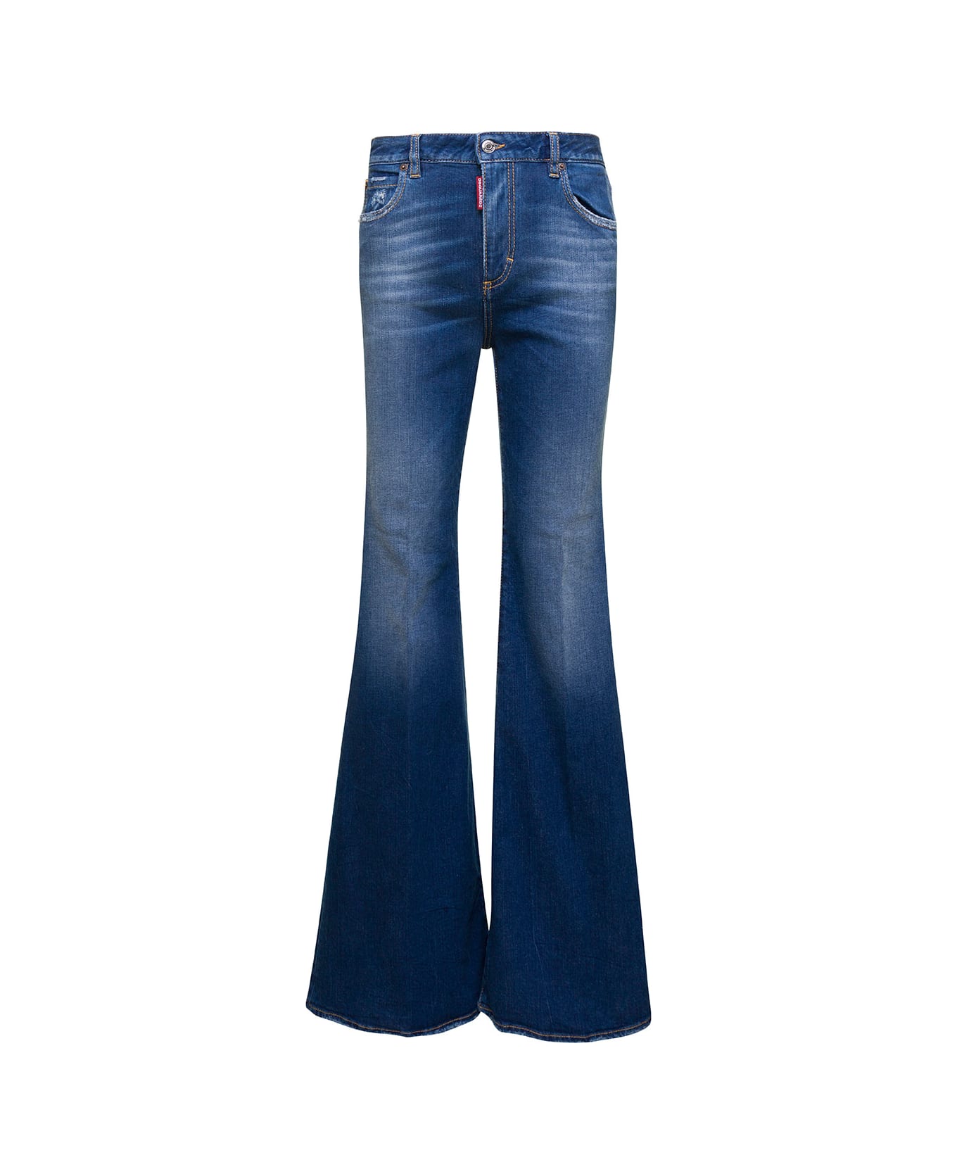 Dsquared2 Blue Denim Flared Jeans In Cotton Woman - Blu