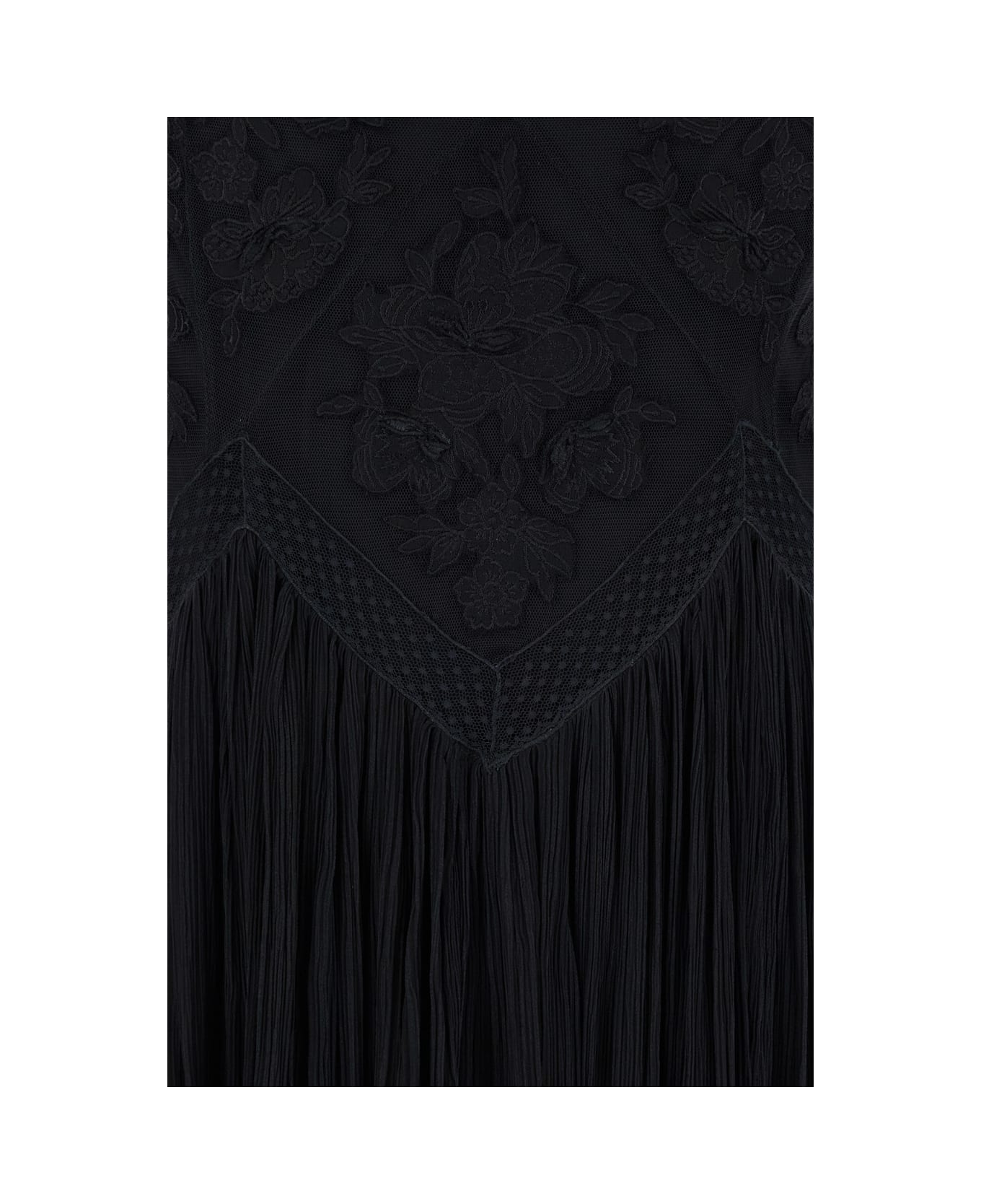 TwinSet Black Long Sleeveless Dress With V Neck In Viscose Woman - Black