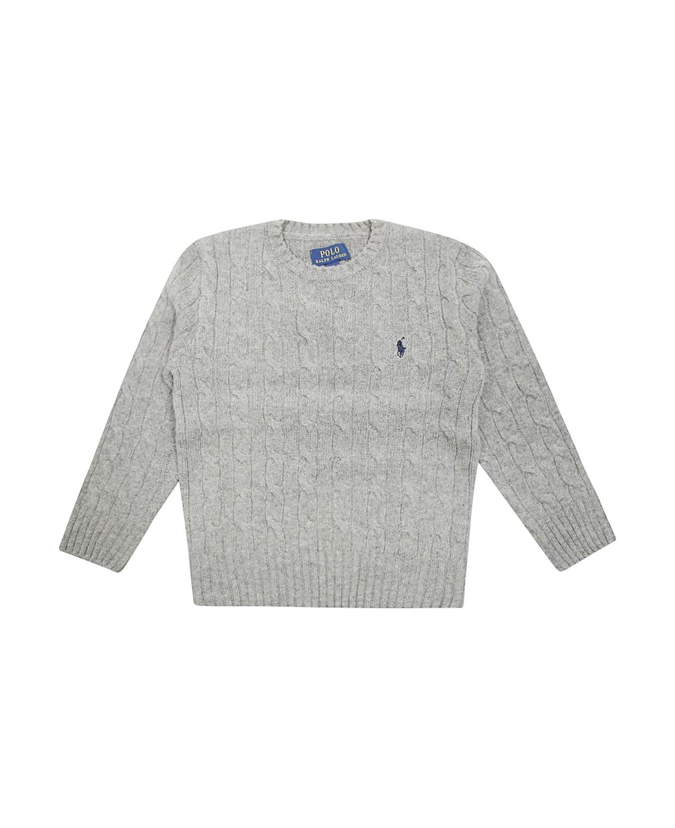 Ralph Lauren Logo Embroidered Long-sleeved Jumper - Grigio