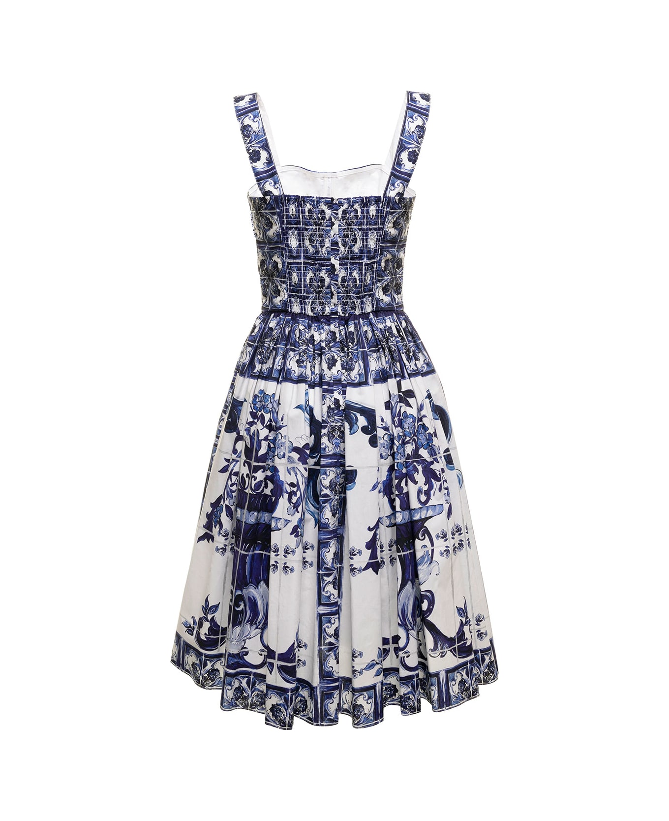 Dolce 
Gabbana Maiolica White And Blue Cotton Poplin Dress Dolce 
Gabbana Woman - Blu