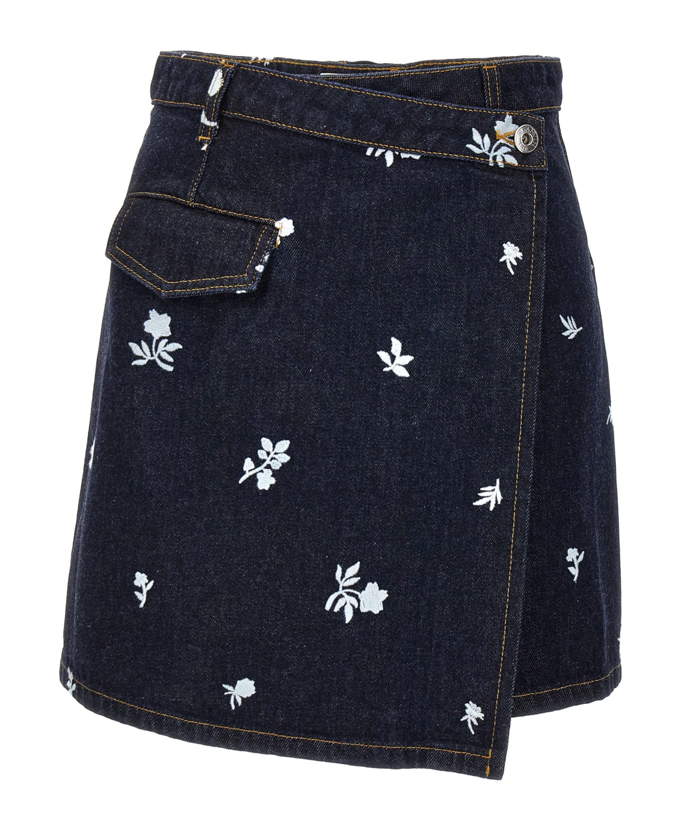 Lanvin All-over Embroidery Skirt - Blue スカート