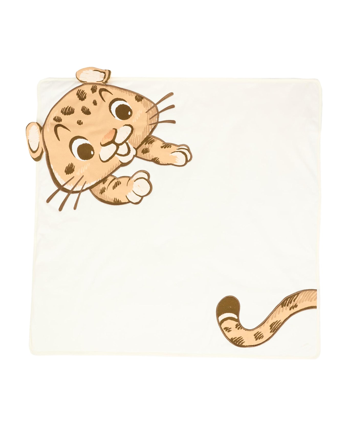 Dolce 
Gabbana Ivory Blanket For Babykids With Leopard Print - Ivory
