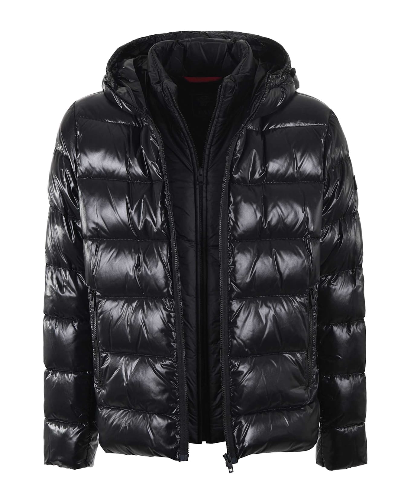 Fay Double Front Feather Jacket In Nylon - Black