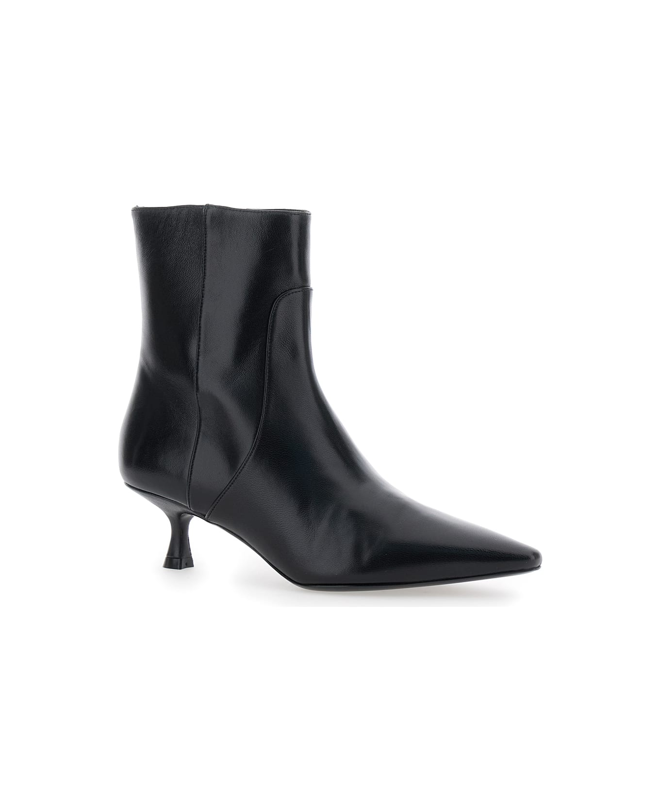 Stuart Weitzman 'naomi' Black Ankle Boots With Kitten Heel In Leather Woman - Black