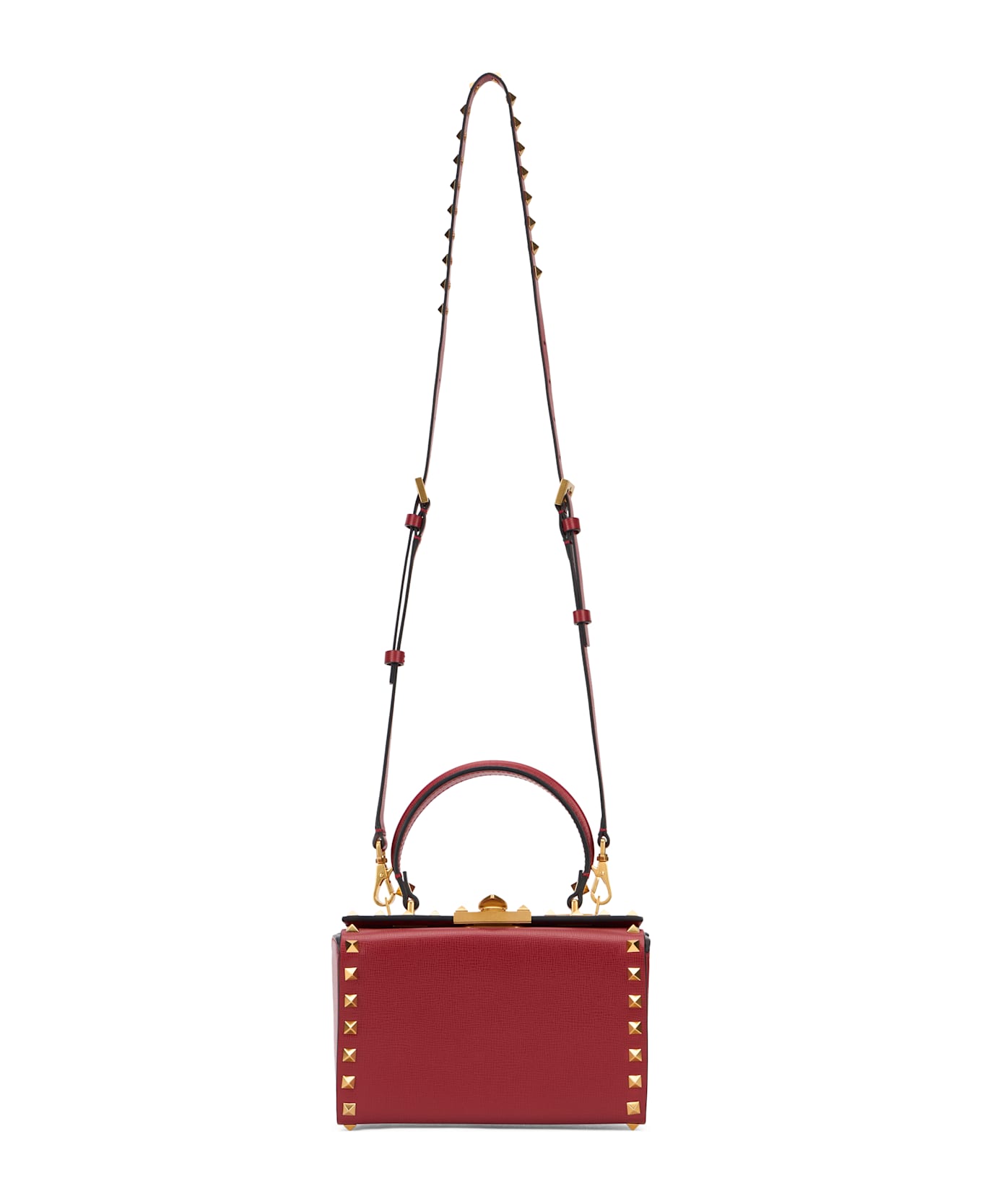 Valentino Garavani Bordeaux Leather Bag With Elegant Studs - Burgundy