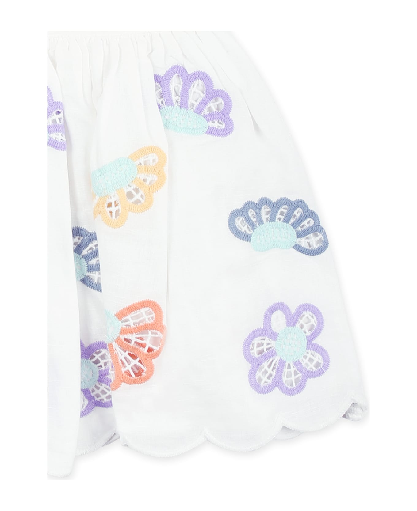 Stella McCartney Kids White Dress For Baby Girl Floral Embroidery - White