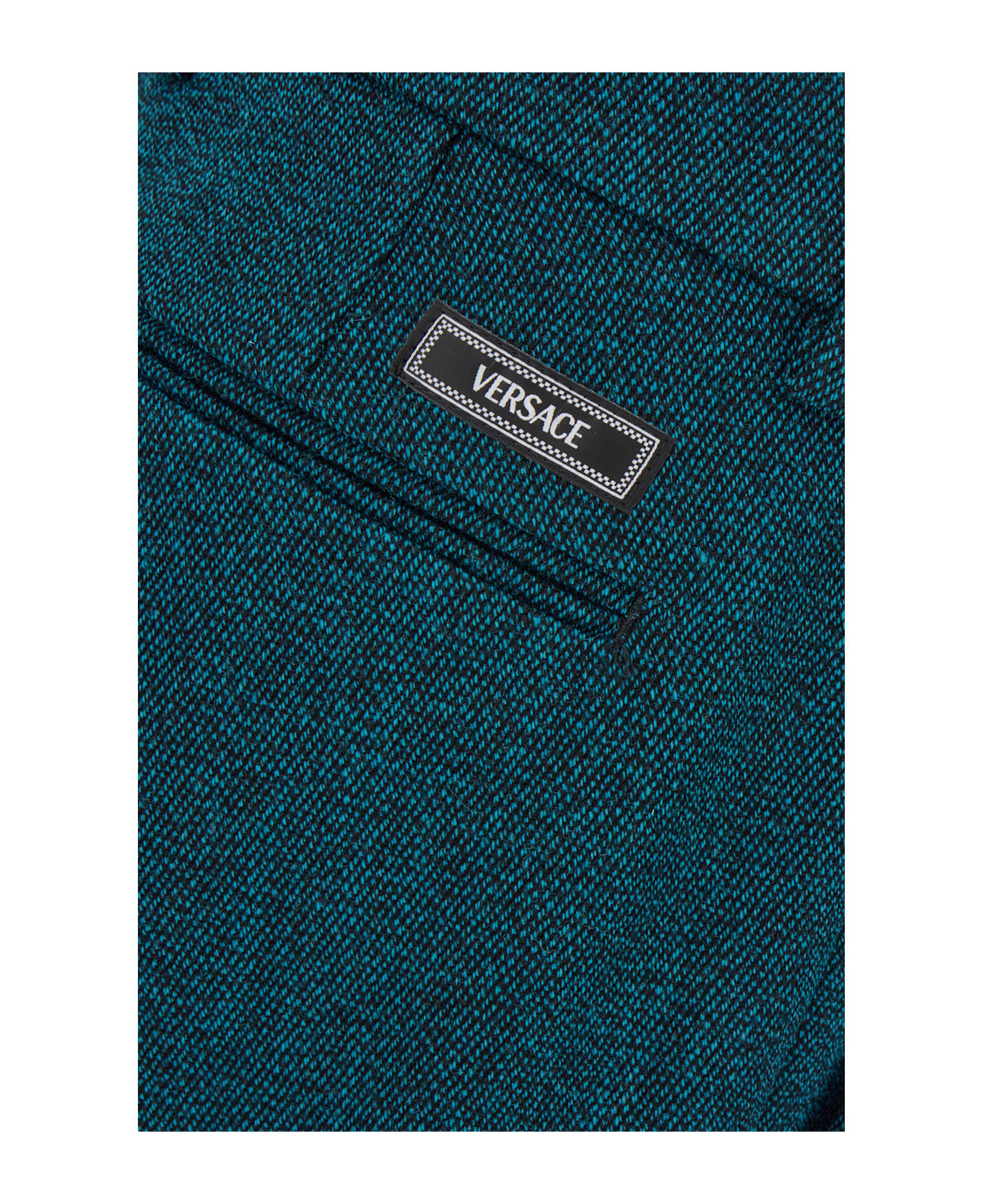 Versace Teal Green Stretch Wool Blend Pants - 2BI20