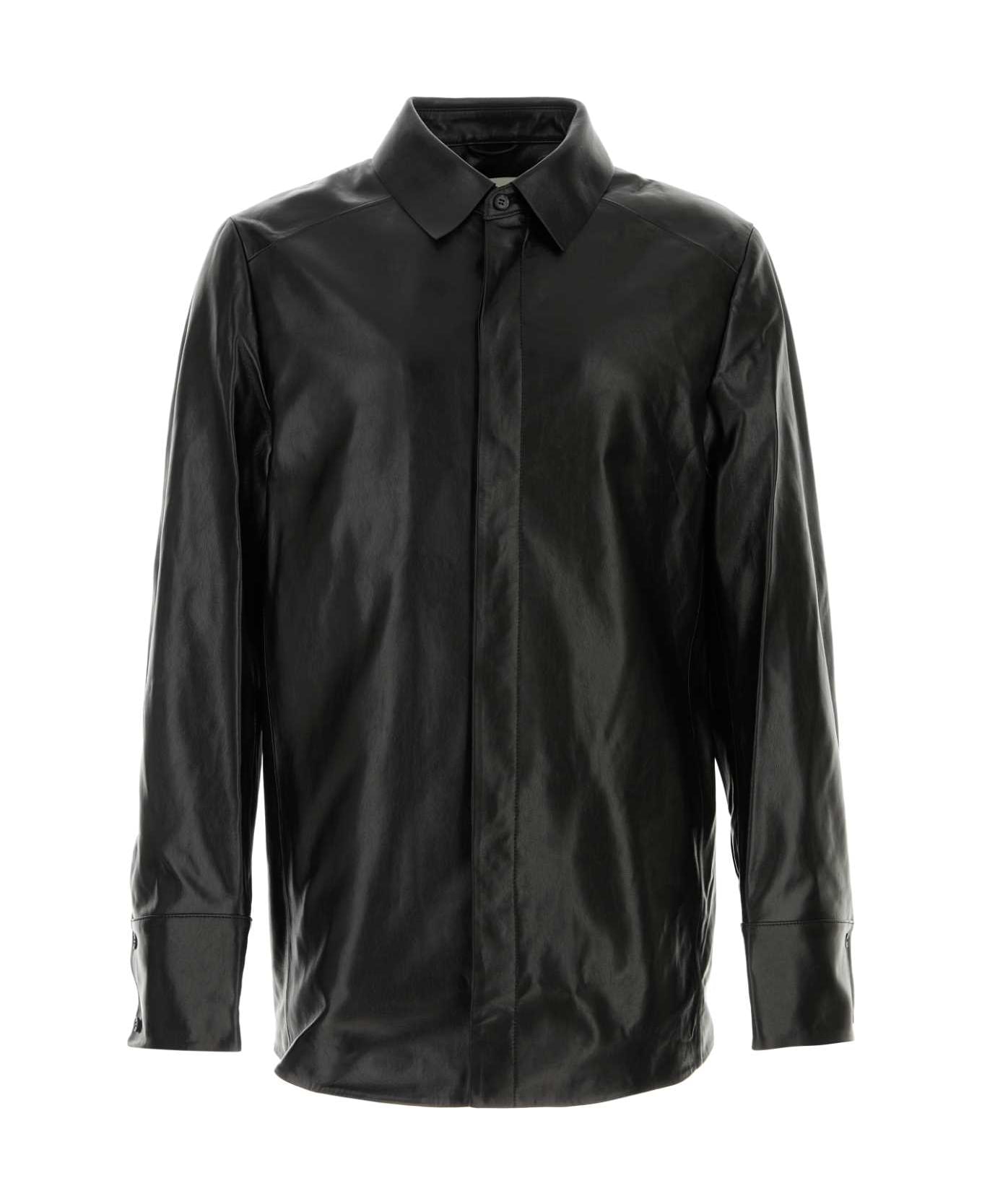 Entire Studios Black Leather Legacy Shirt - BLACK