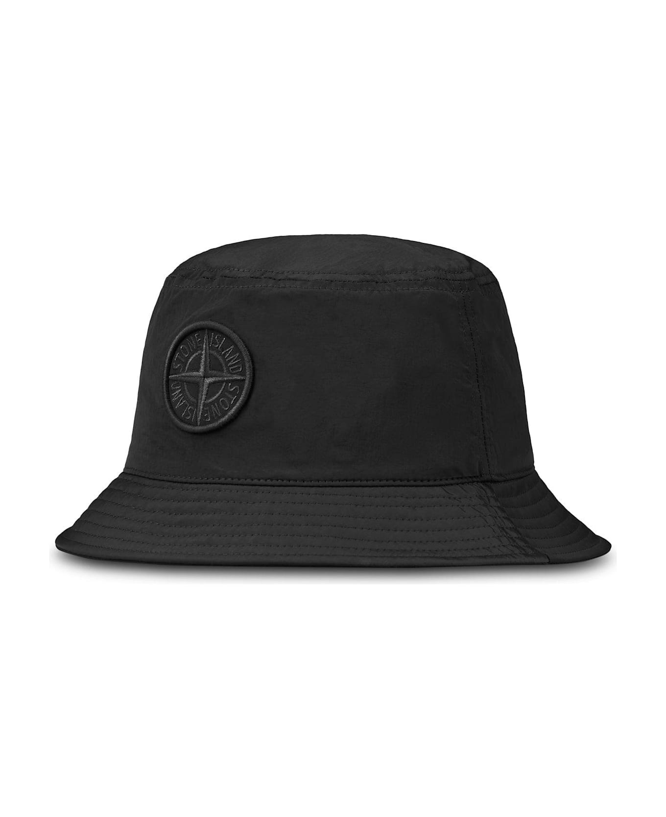 Stone Island Compass-embroidered Bucket Hat - Black