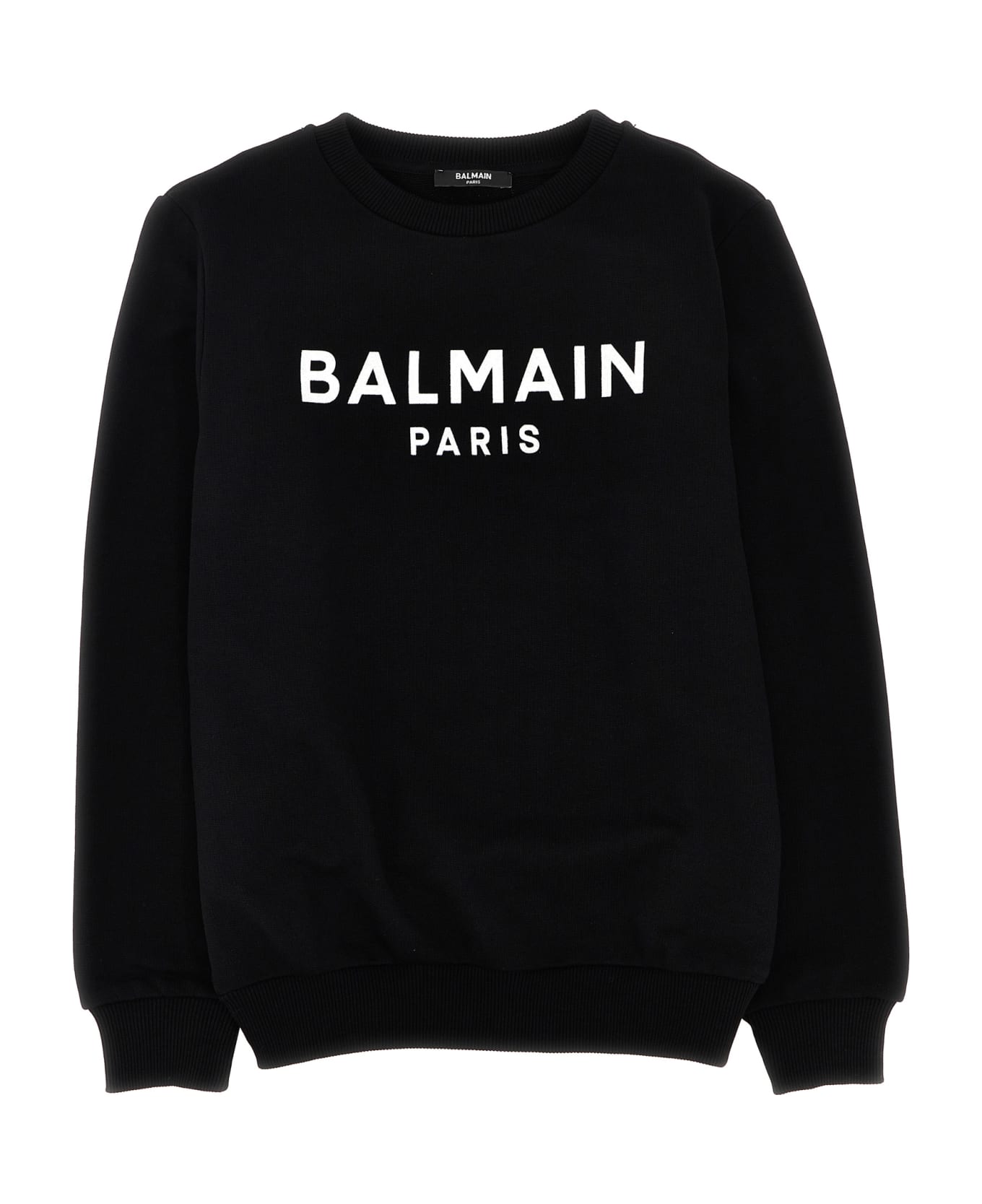 Balmain Flocked Logo Sweatshirt - Black/white ニットウェア＆スウェットシャツ