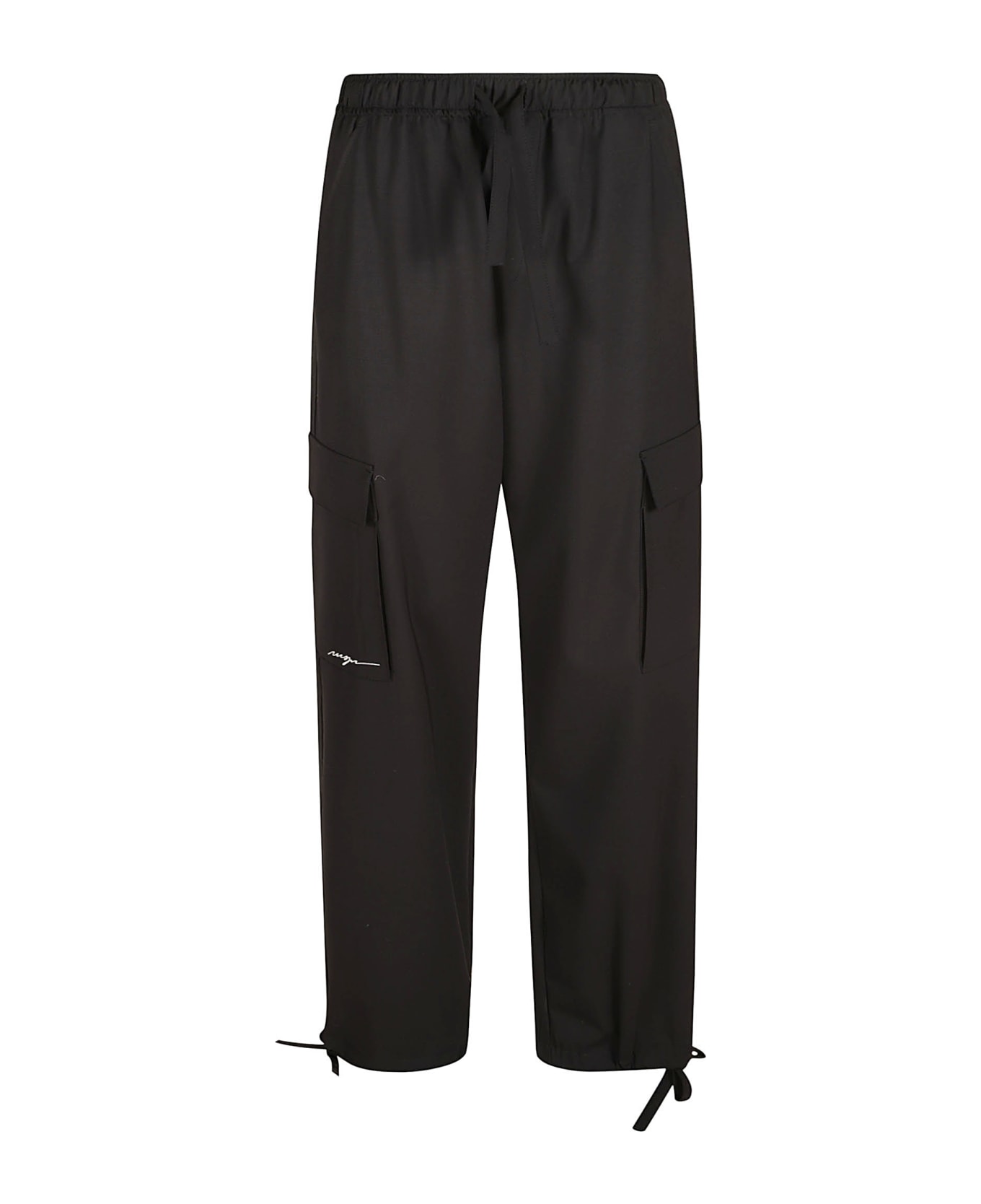 MSGM Cargo Straight Laced Trousers - Black