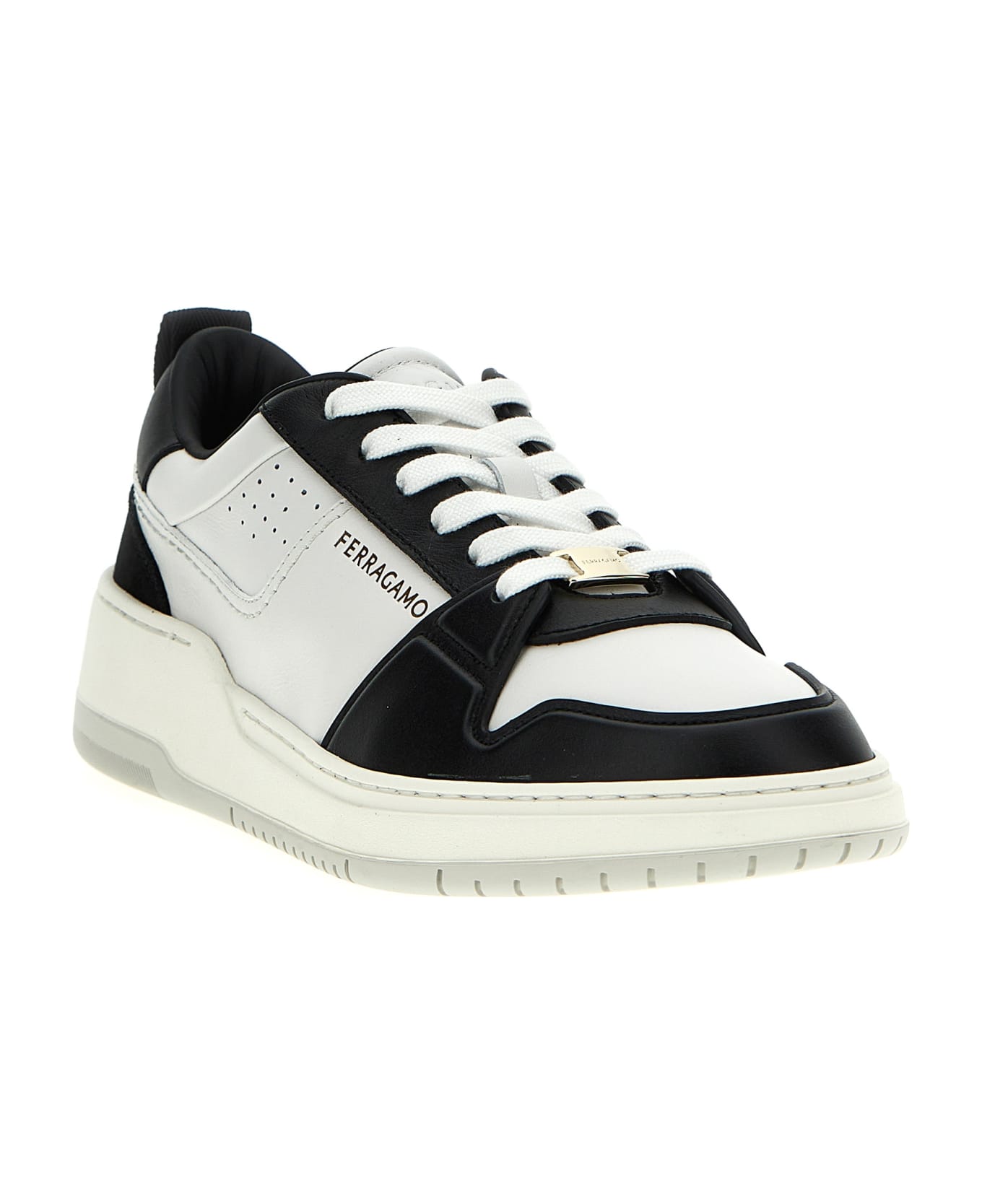 Ferragamo Two-tone Leather Sneakers - White/Black スニーカー