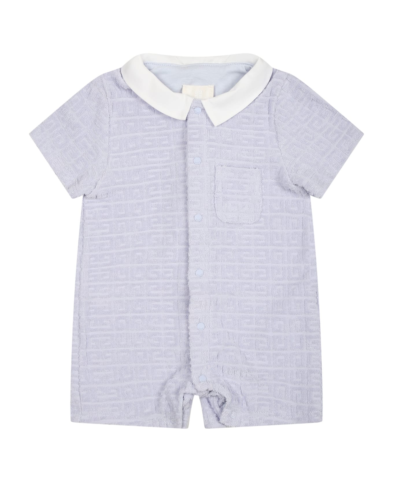 Givenchy Sky Blue Romper For Baby Boy With blend - Light Blue