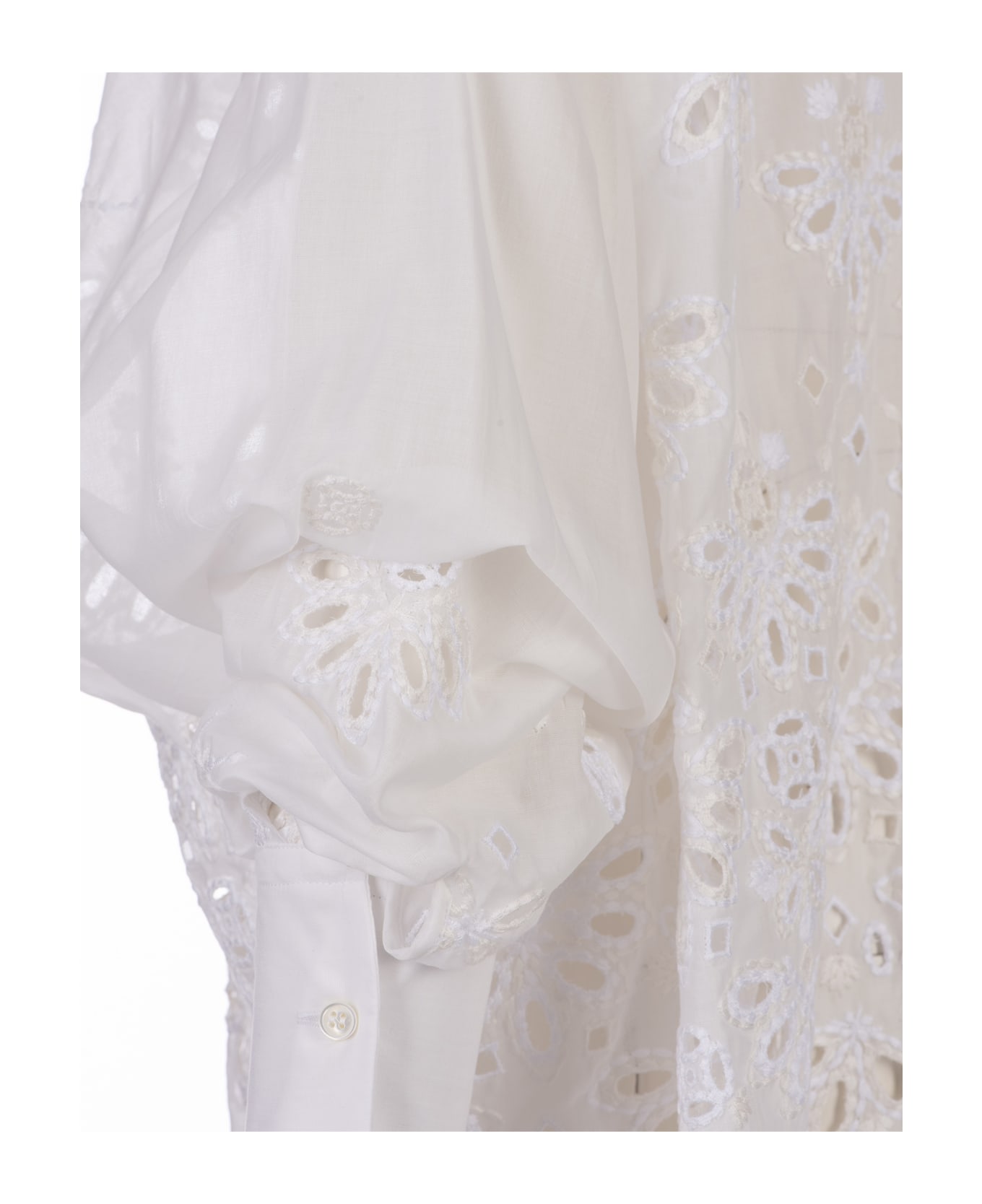 Ermanno Scervino White Over Shirt With Sangallo Lace - White シャツ