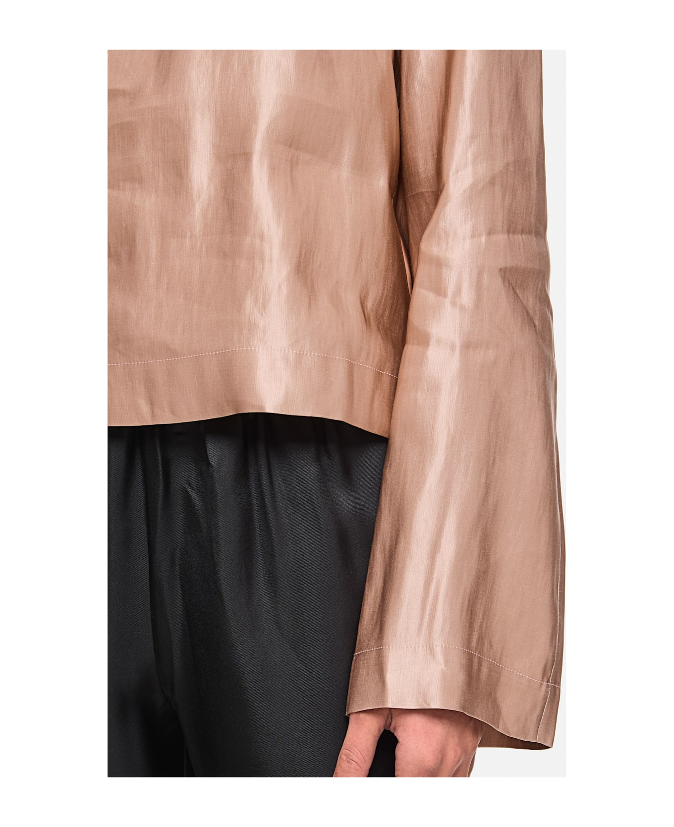 Loulou Studio Silk And Linen Round Neck Blouse - Pink