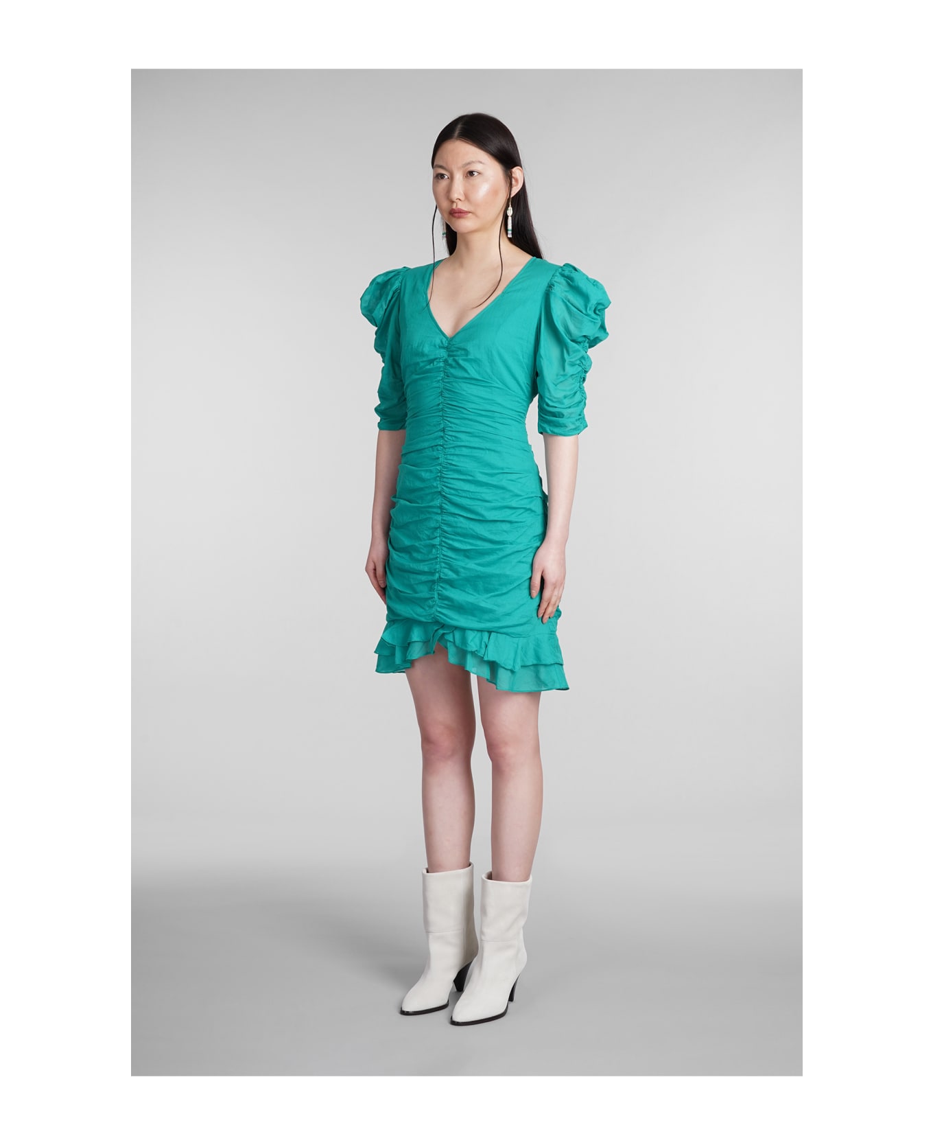 Marant Étoile Sireny Dress In Green Cotton - green ワンピース＆ドレス