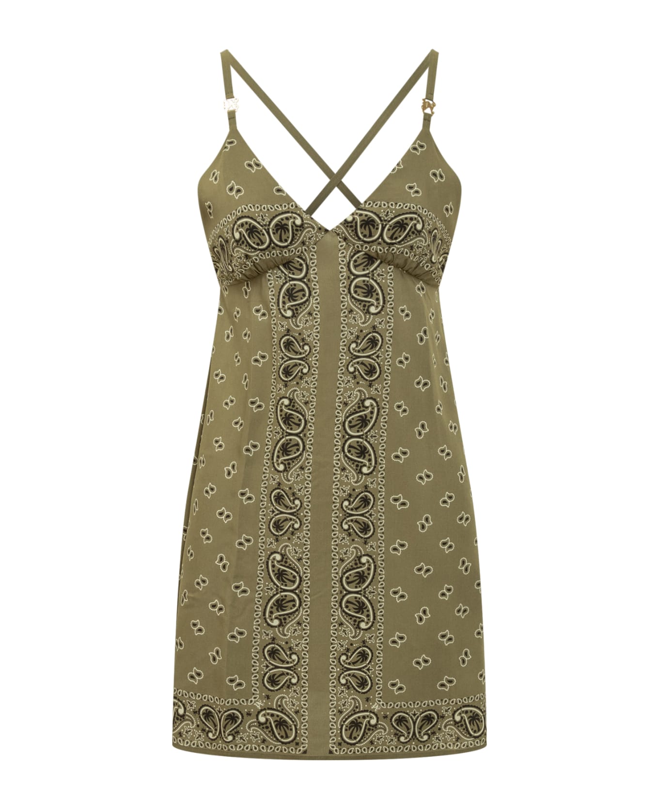 Palm Angels Dress With Paisley Pattern - MILITARY