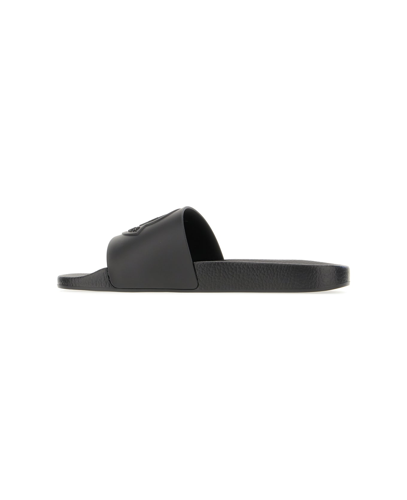 Moncler Black Rubber Slippers - Nero