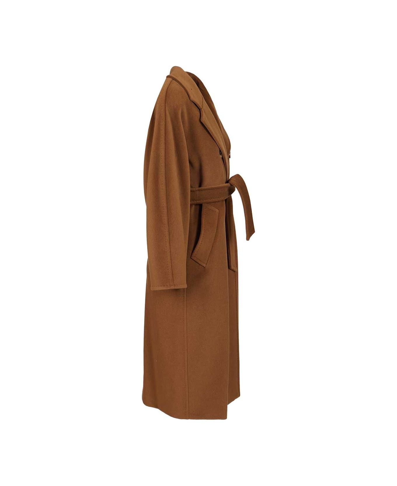 Max Mara Double-breasted Coat With Belt - BROWN