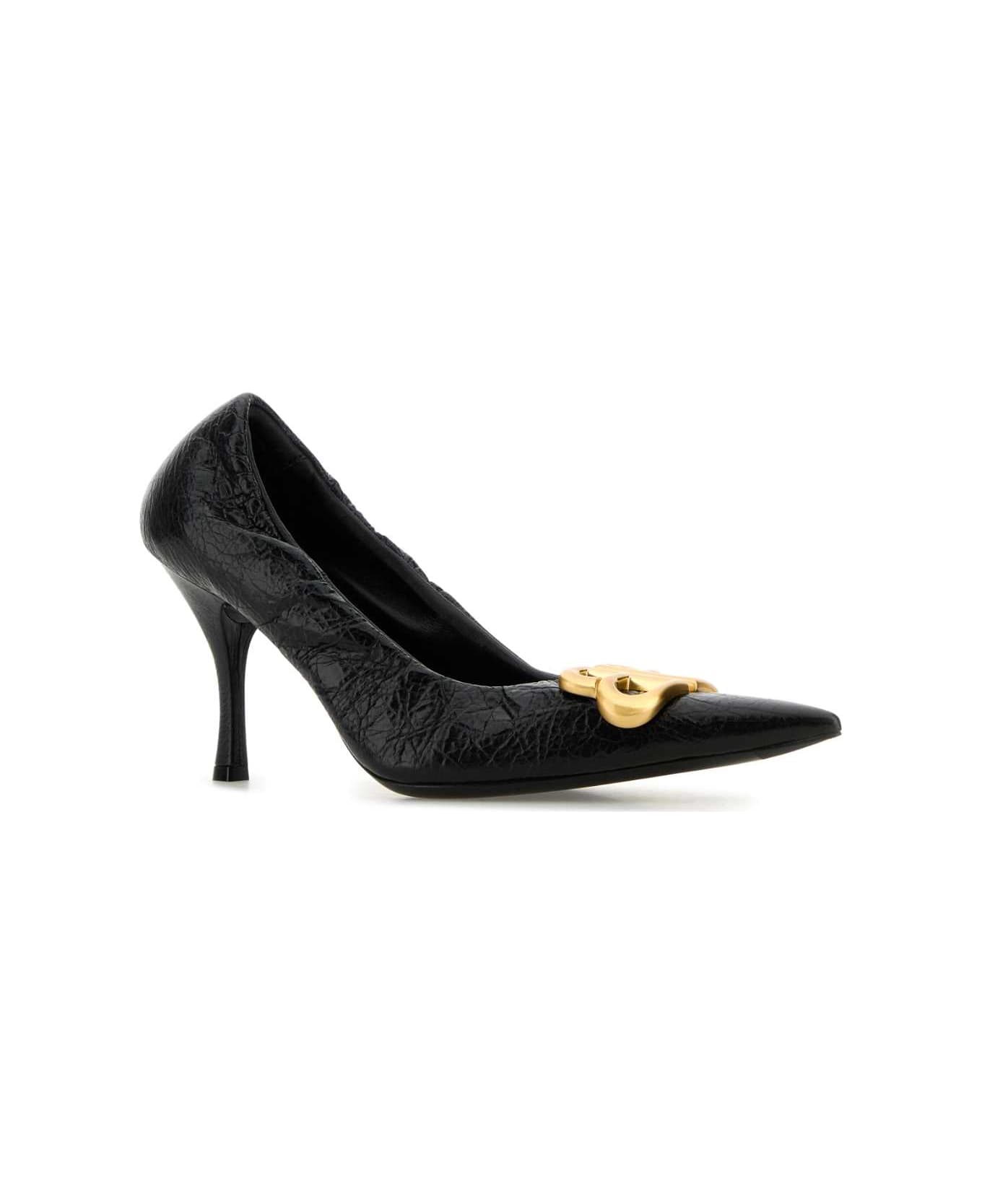 Balenciaga Black Leather Monaco Pumps - BLACKGOLD