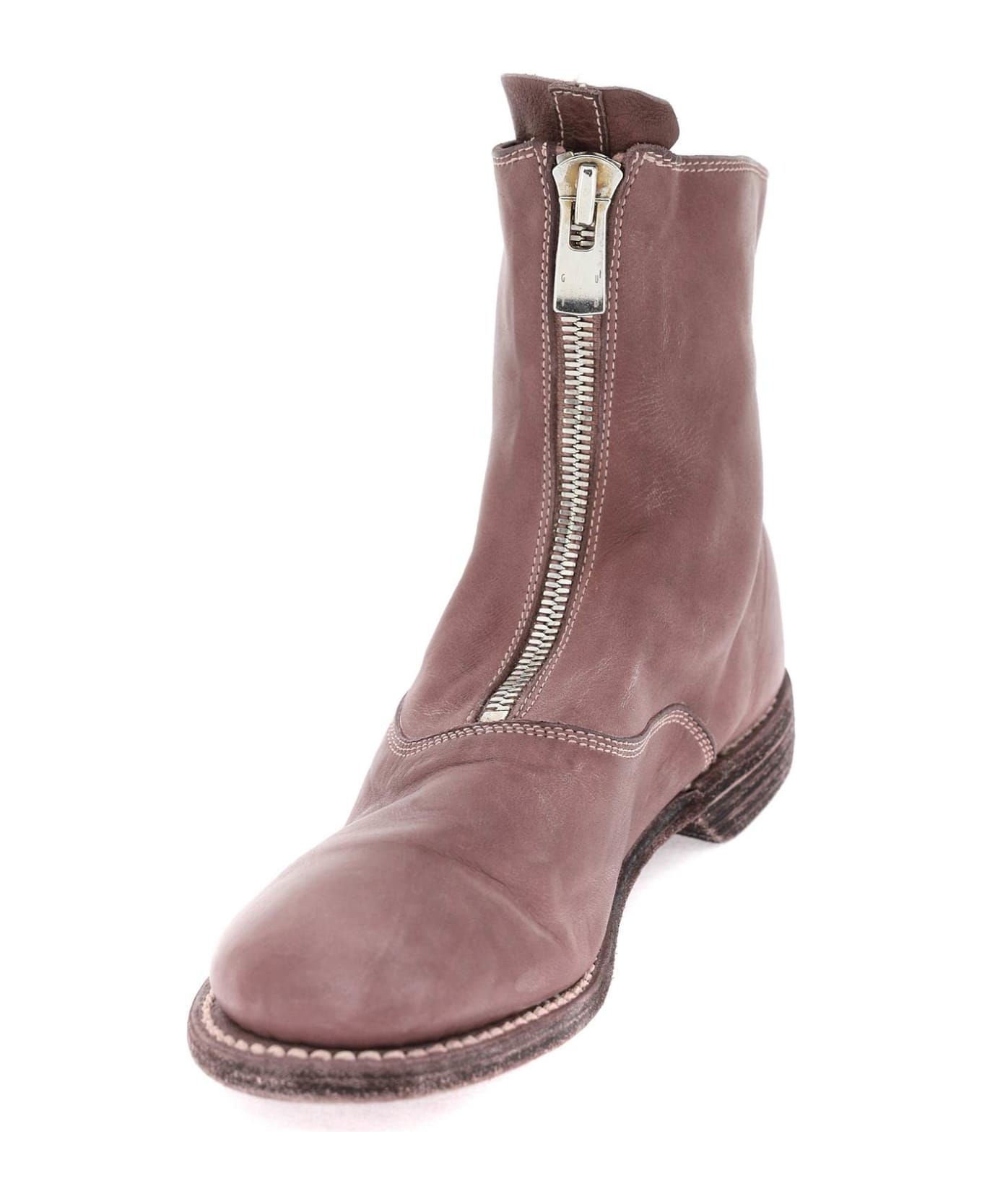 Guidi Front Zip Leather Ankle Boots - MAUVE (Purple)