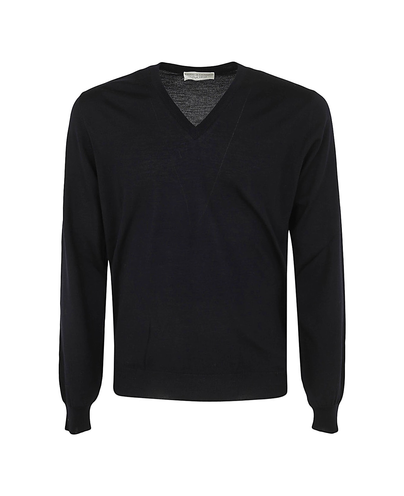 Filippo De Laurentiis Royal Merino Long Sleeves V Neck Sweater - Steel