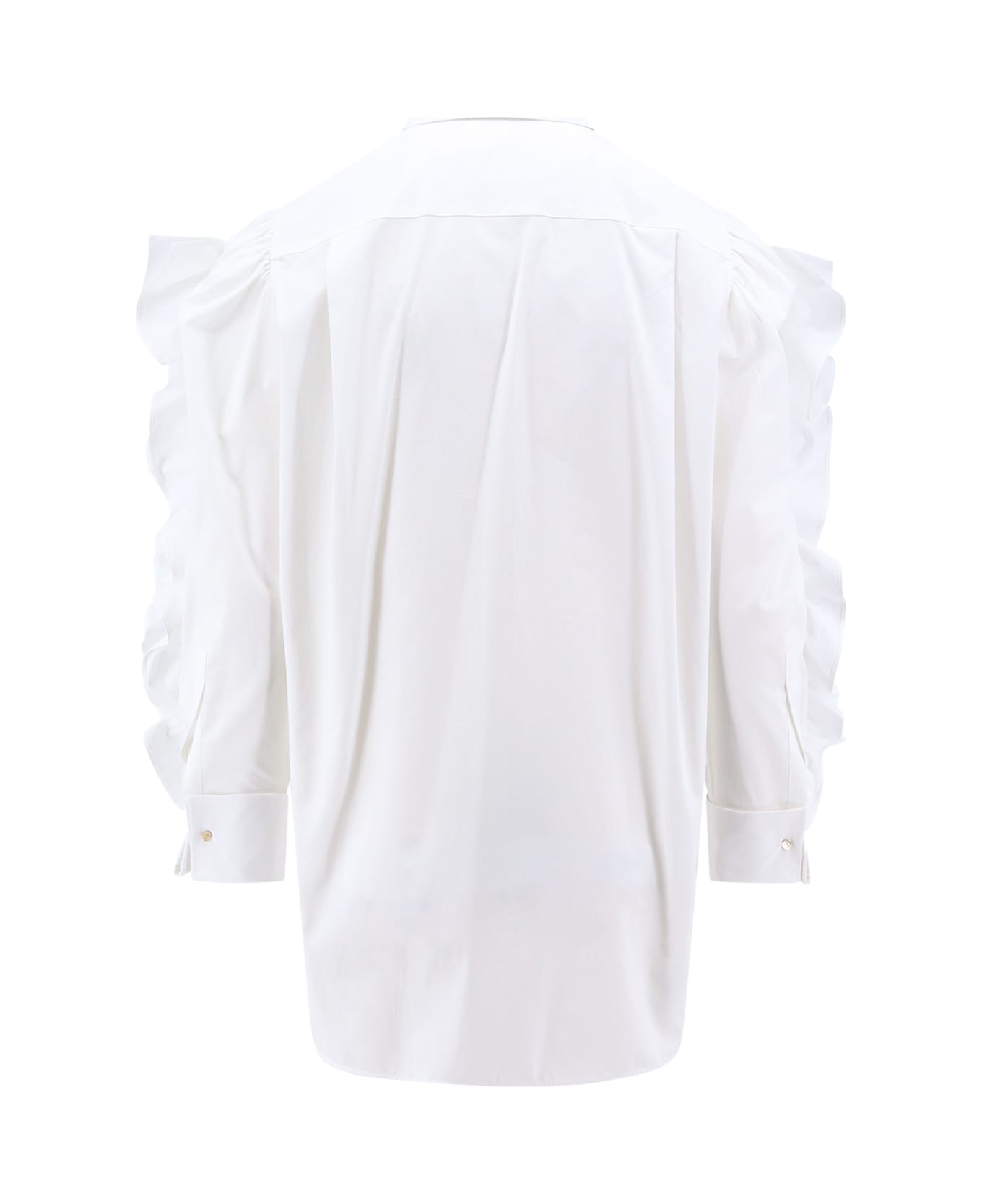 Max Mara Cotton Shirt With Rouches Detail - White