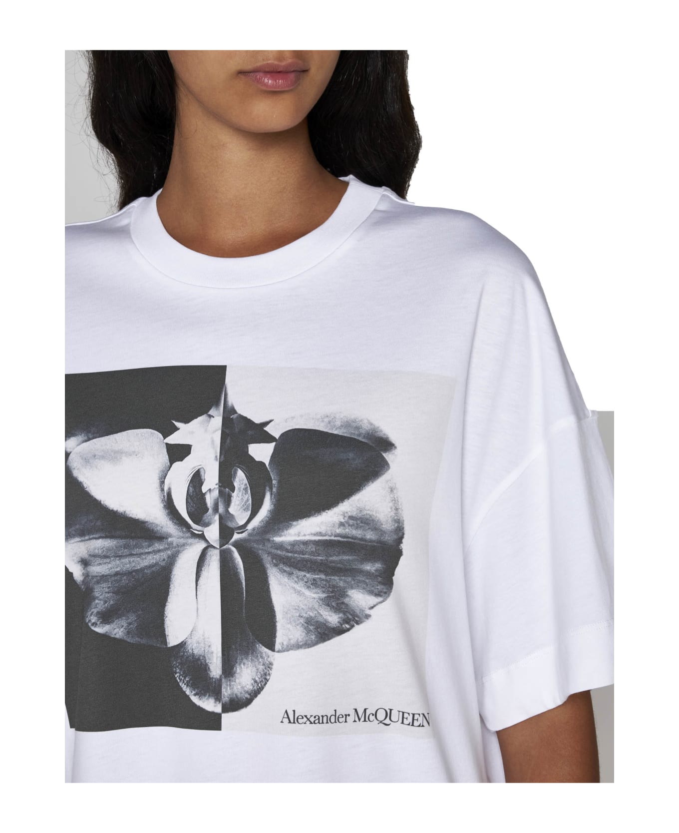 Alexander McQueen Photographic Orchid T-shirt - White