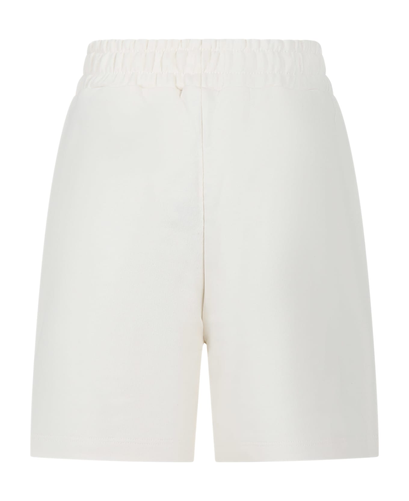 MSGM Ivory Shorts For Boy With Logo - Crema
