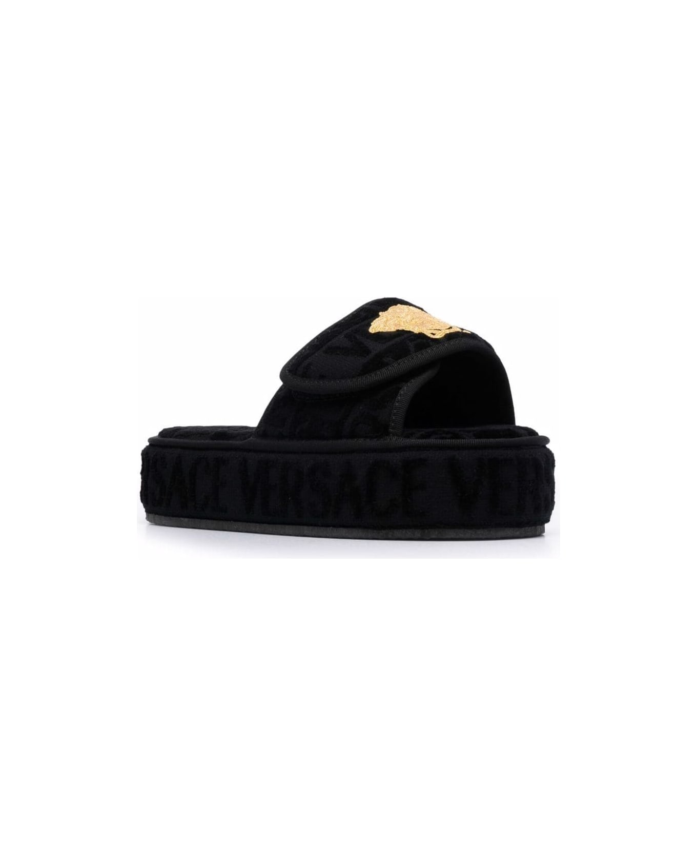 Versace Fabric Slippers - Black