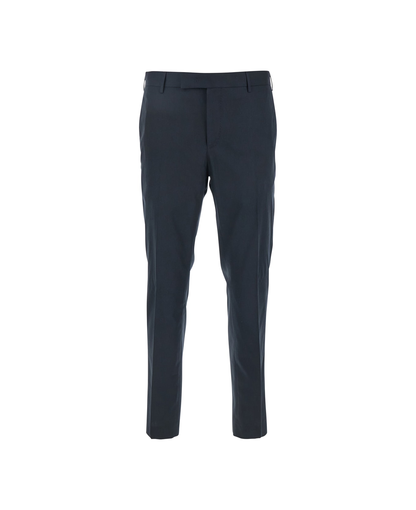 PT Torino 'dieci' Blue Pants With Belt Loops And Logo Plaque On The Rear In Cotton Blend Man - Blu