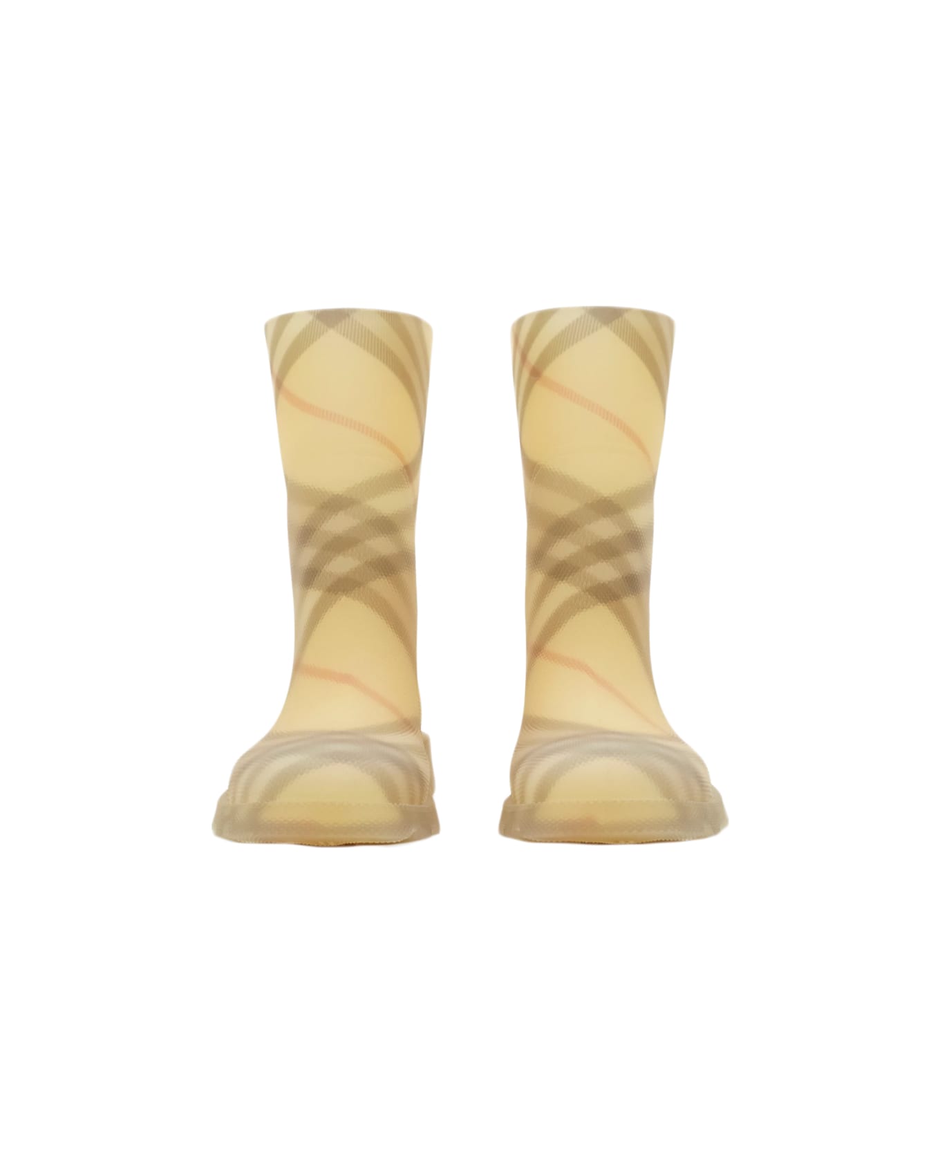 Burberry Marsh Check Rubber High Boots - Straw