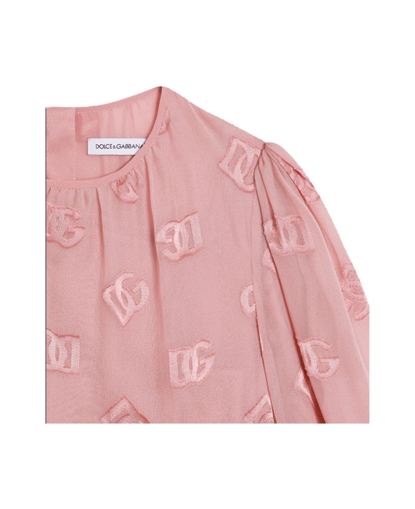 Dolce & Gabbana Jacquard Dress With Dg Logo - Rose