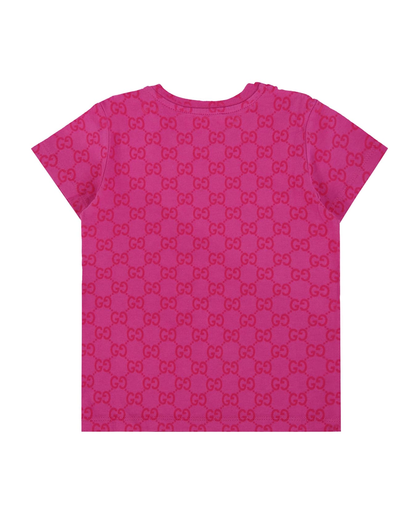 Gucci Fuchsia T-shirt For Baby Girl With Gg Motif - Fuchsia