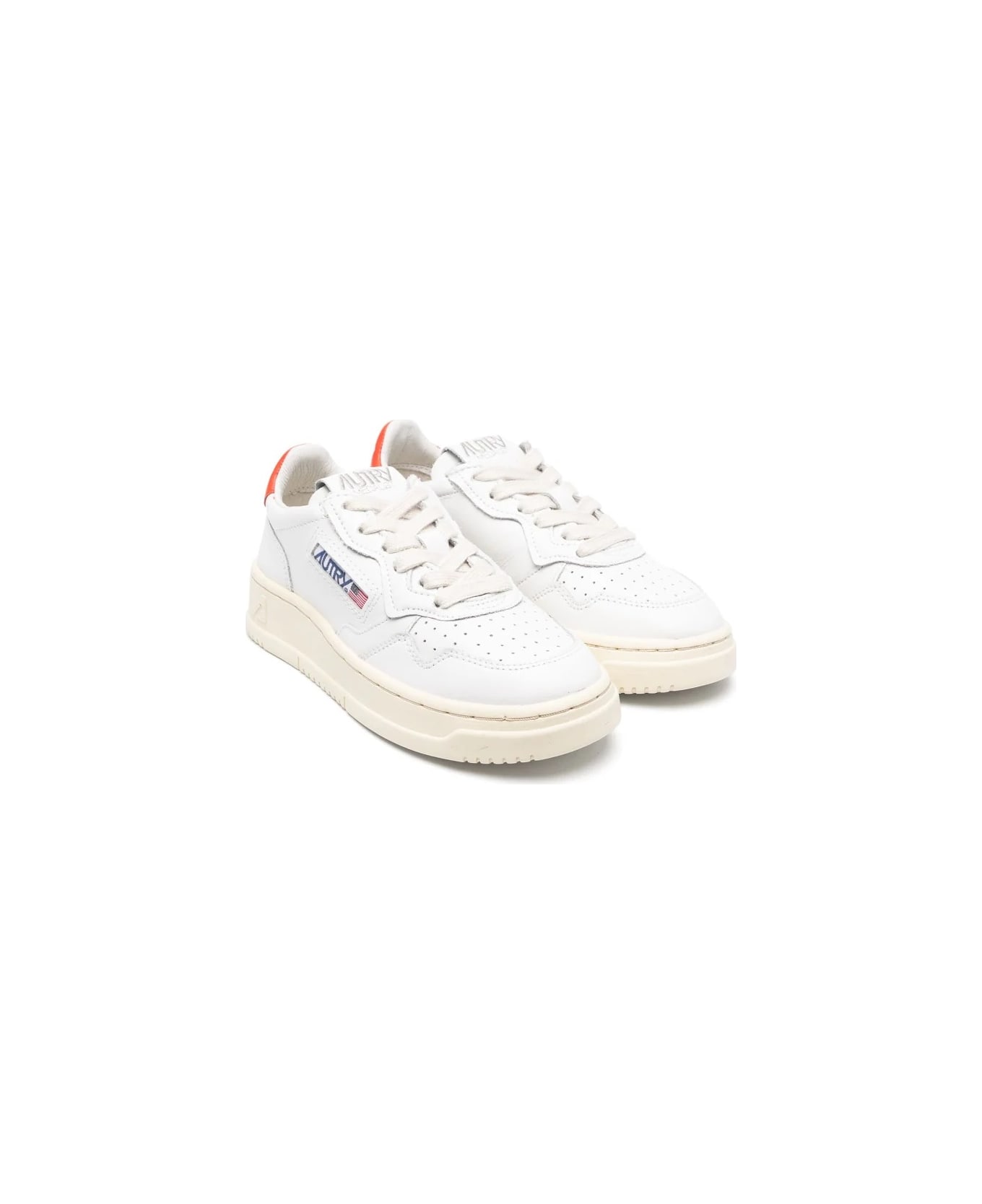 Autry White And Red Medalist Low Sneakers - Bianco