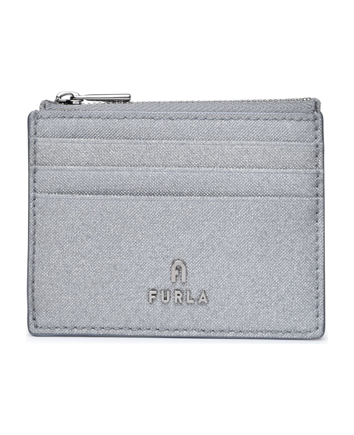Furla 'camelia' Silver Cotton Blend Card Holder - Silver