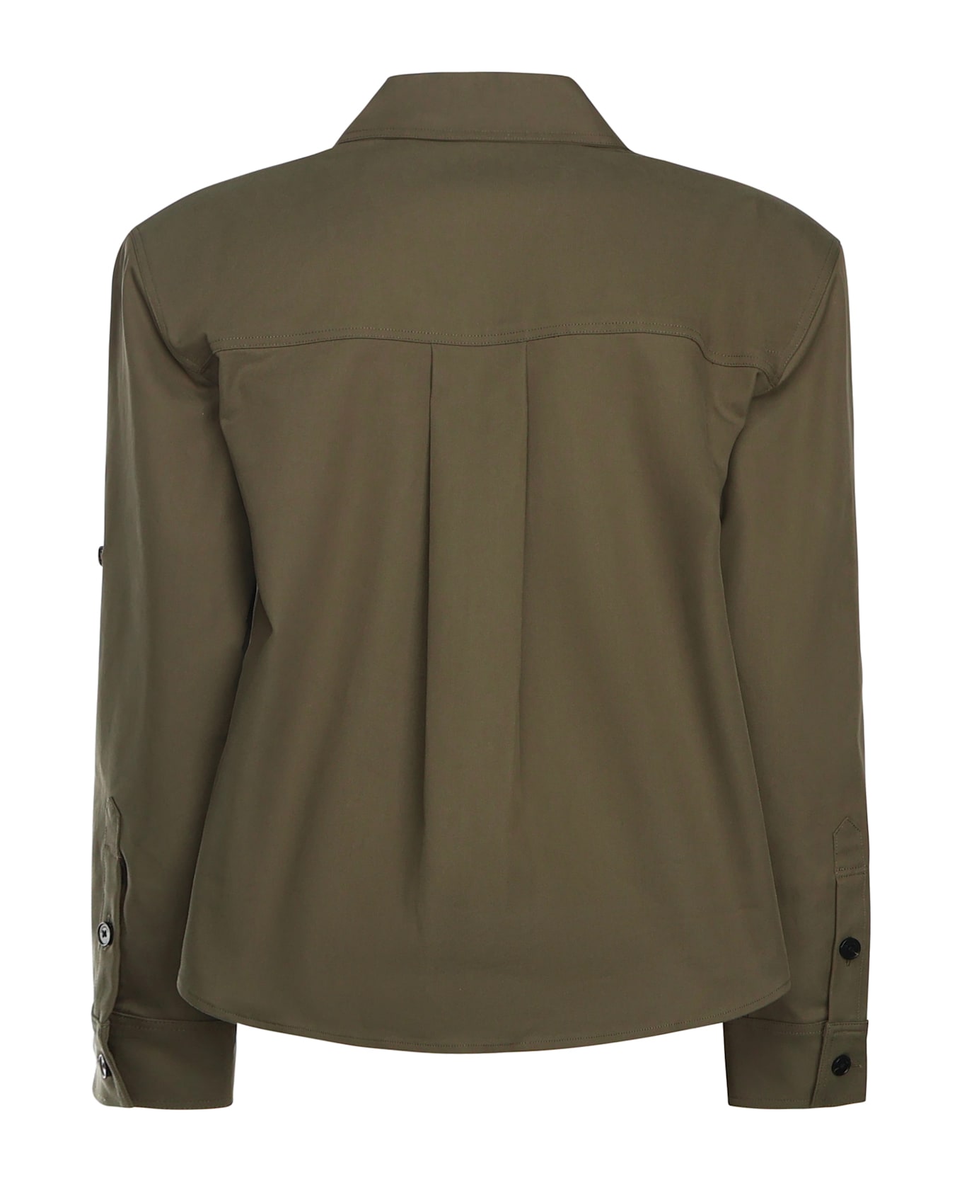 self-portrait Cotton Gabardine Shirt - KHAKI