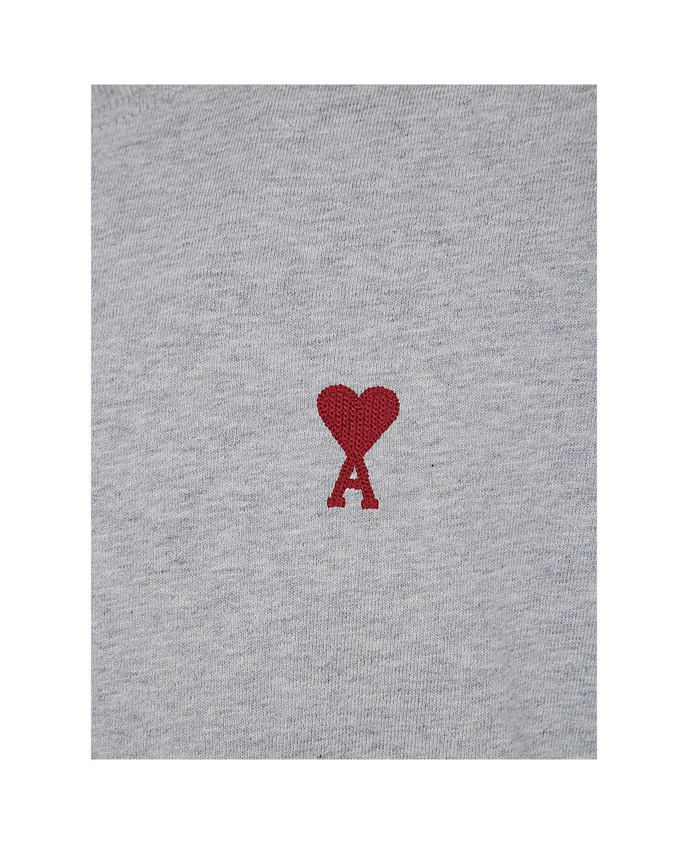 Ami Alexandre Mattiussi Red Ami De Coeur T-shirt - Heather Ash Grey