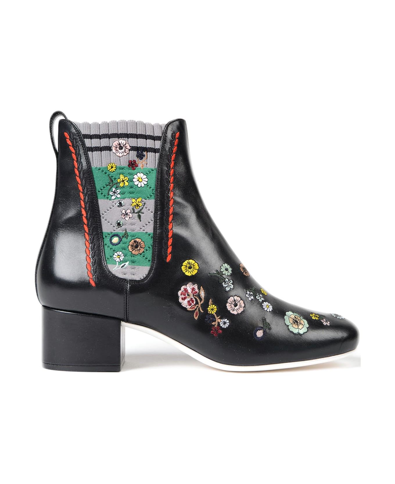Fendi Floral Embroidered Ankle Boots - Black