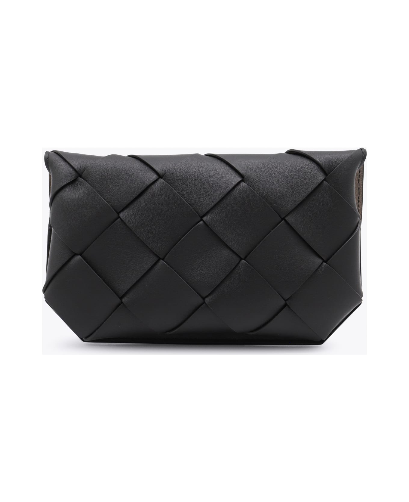 Bottega Veneta Black Leather Diago Pouch - Black