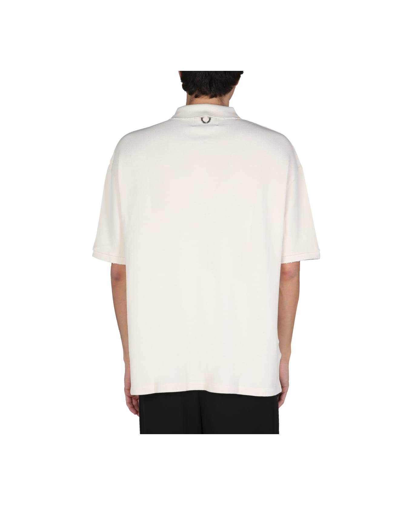 Fred Perry by Raf Simons Distressed Oversized Polo Shirt - POWDER