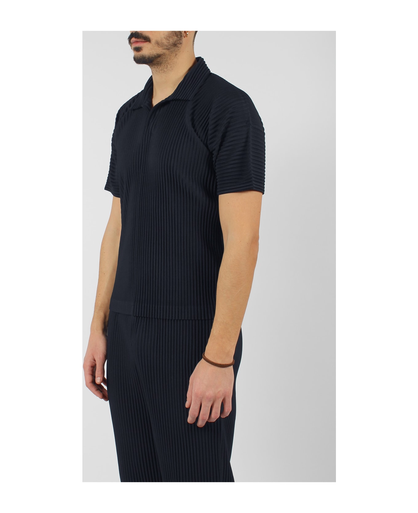 Homme Plissé Issey Miyake Basic Pleated Polo Shirt - Blue ポロシャツ