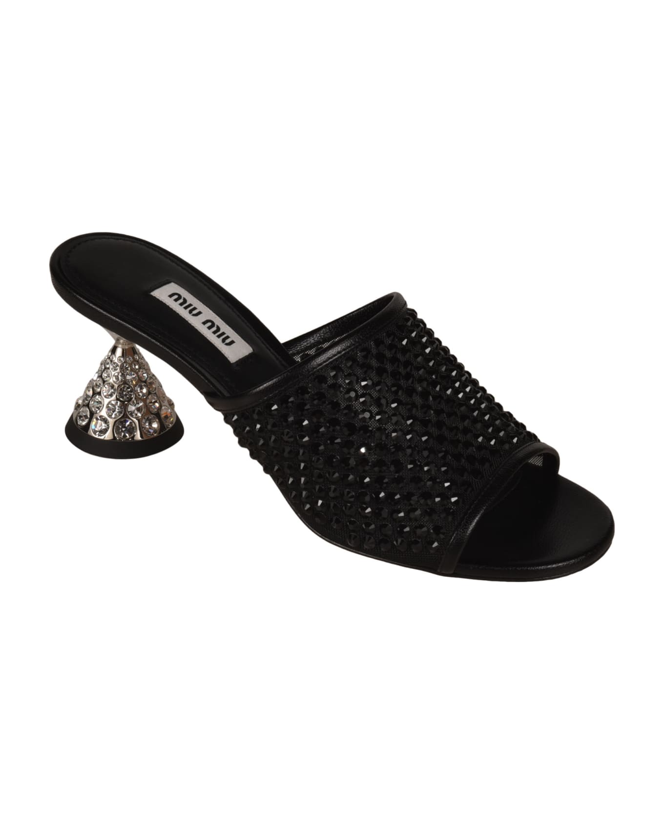Miu Miu Embellished Heel Sandals - Black サンダル
